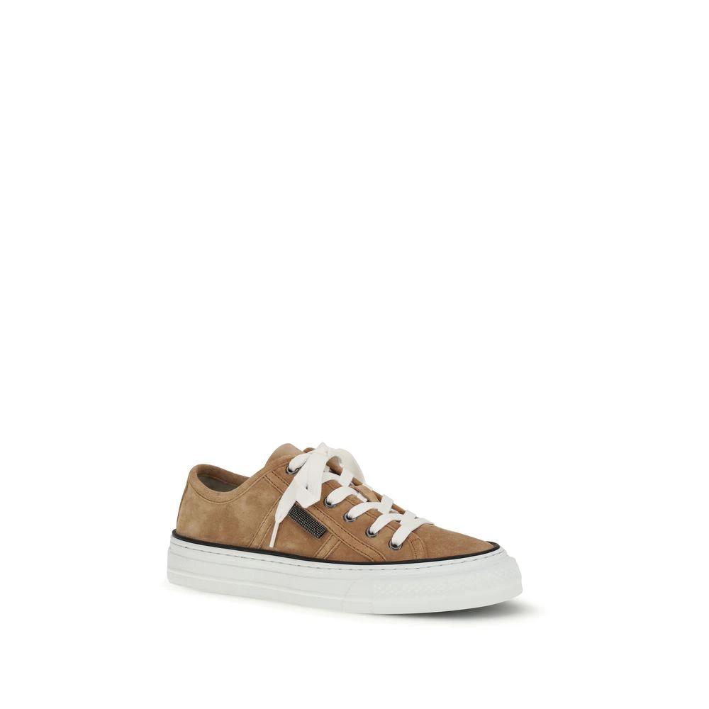 Baskets basses Brunello Cucinelli Bos Taurus en cuir de veau beige