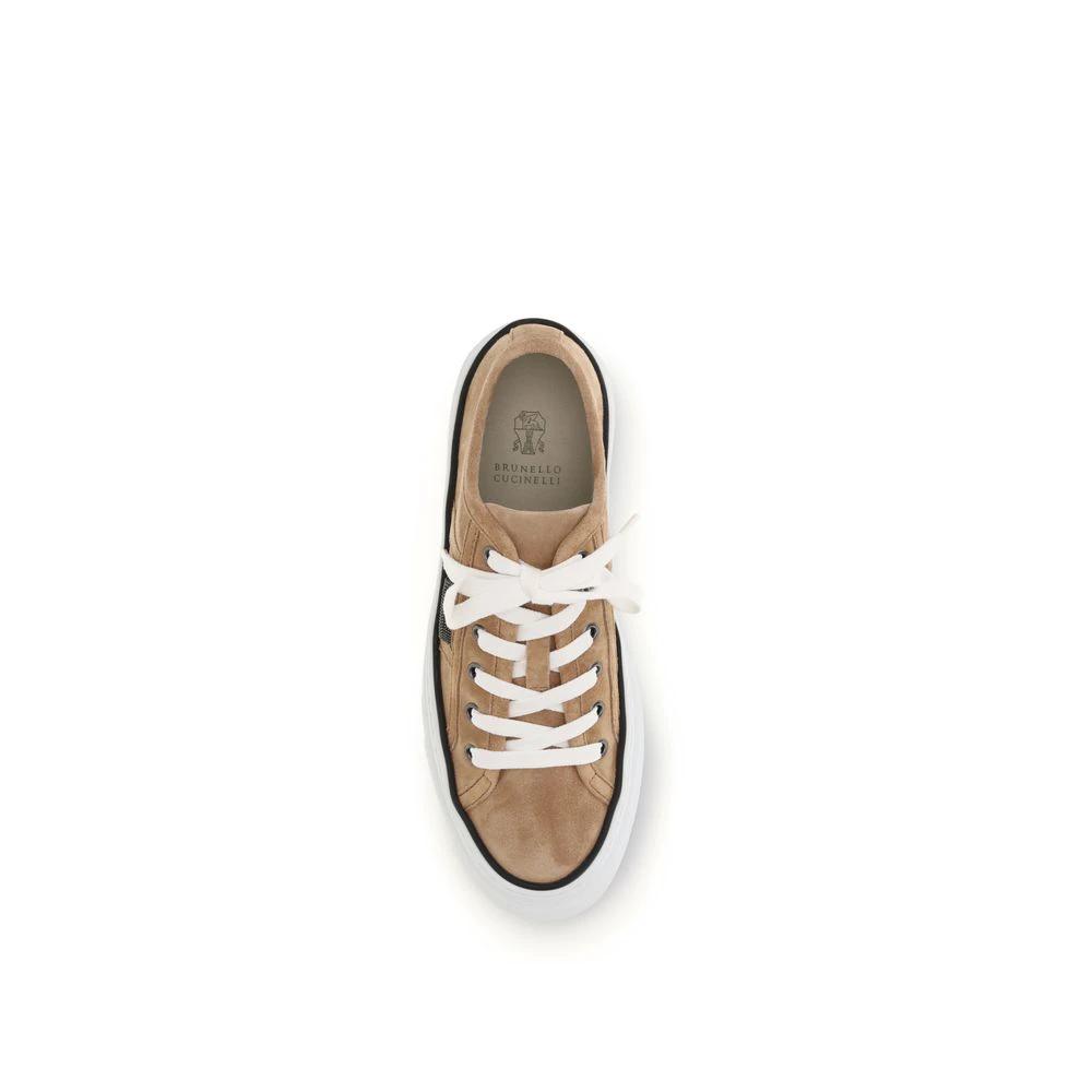 Baskets basses Brunello Cucinelli Bos Taurus en cuir de veau beige
