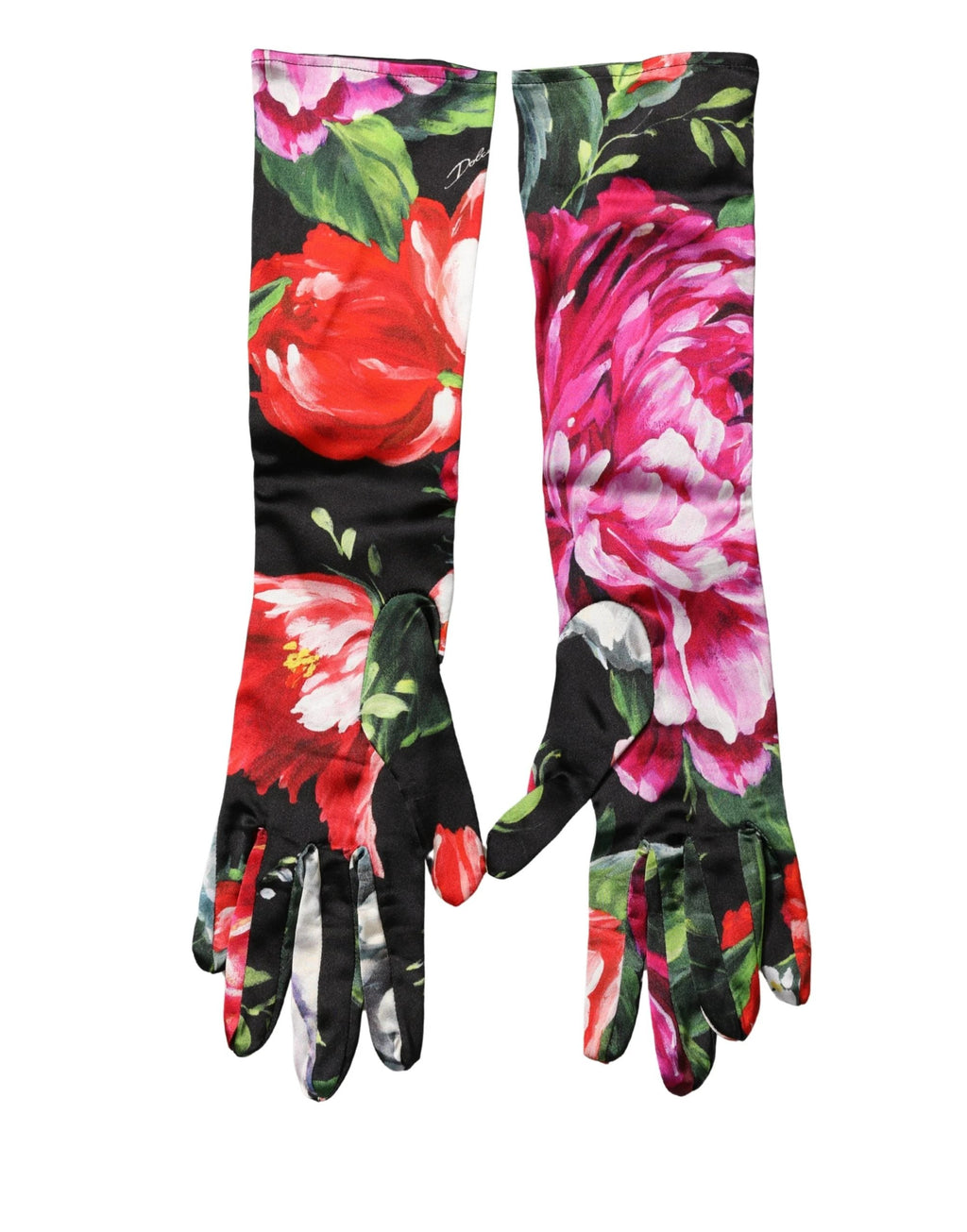 Gants Dolce & Gabbana multicolores à imprimé floral, longueur coude, pour femmes
