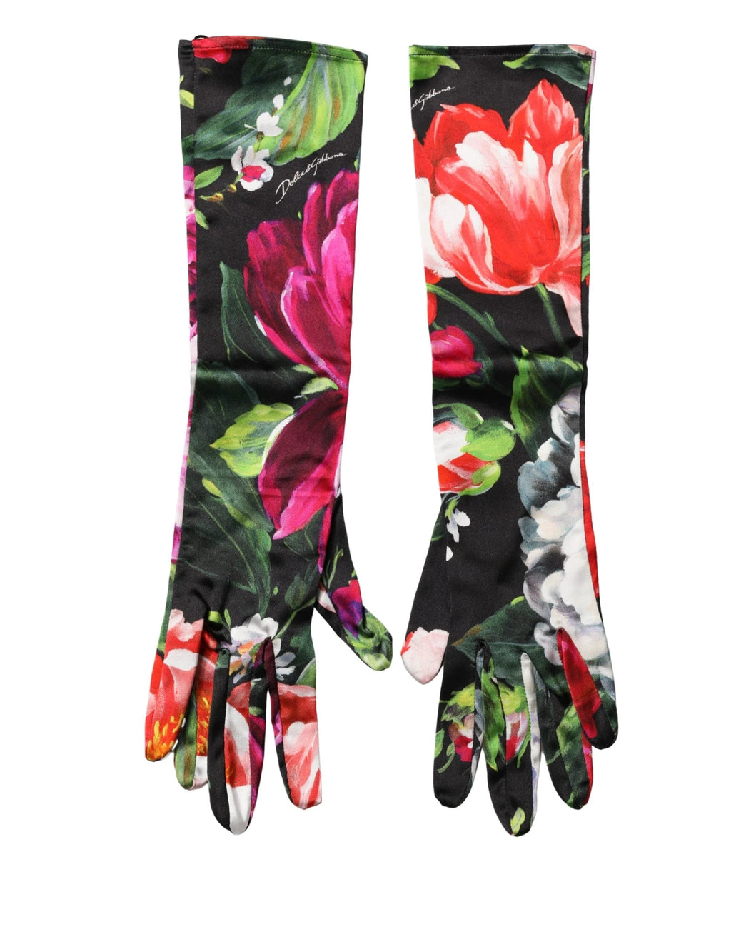 Gants Dolce & Gabbana multicolores à imprimé floral, longueur coude, pour femmes