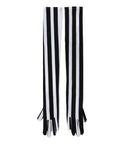 Gants Dolce & Gabbana à rayures noires et blanches en nylon, longueur coude, pour femmes
