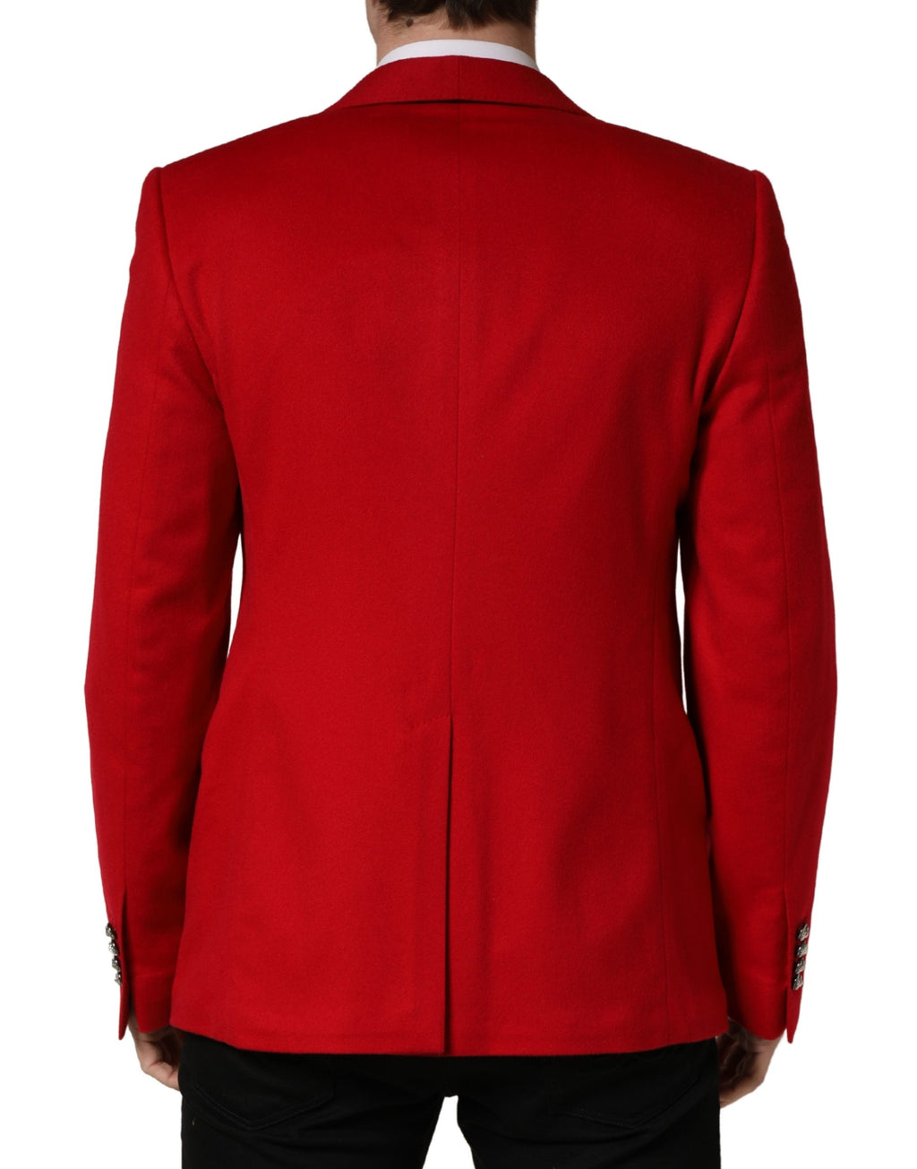 Dolce & Gabbana Red Cashmere Single Breasted Jacket Blazer