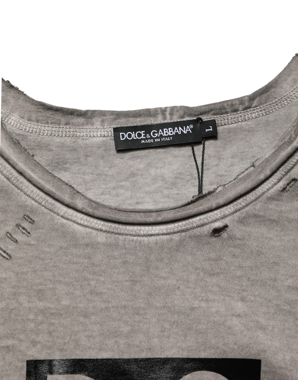 T-shirt Dolce & Gabbana gris à col rond en coton imprimé du logo DG