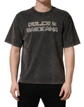 T-shirt Dolce & Gabbana gris à col rond pour homme avec logo