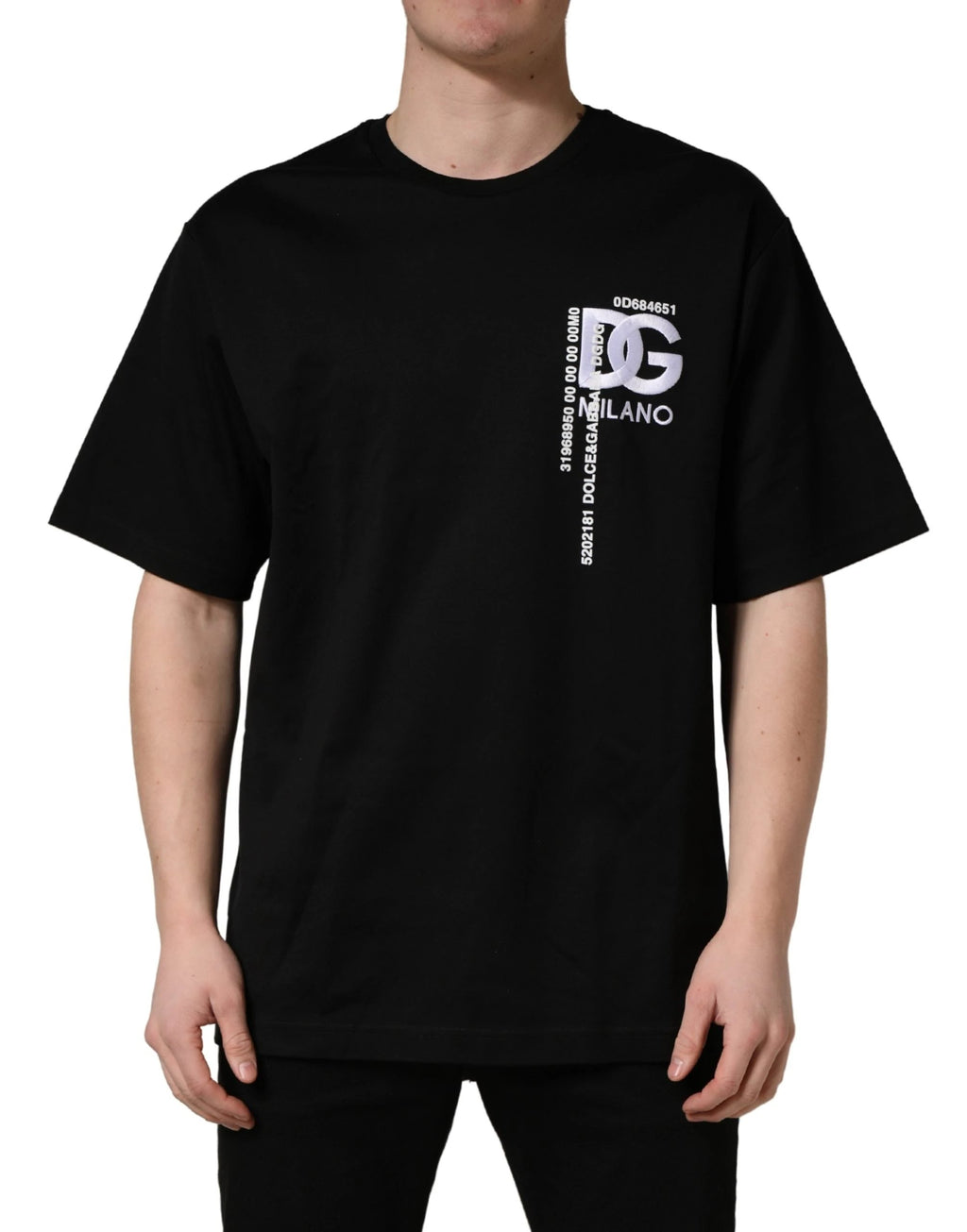 T-shirt Dolce & Gabbana noir à col rond pour homme avec logo brodé