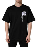 T-shirt Dolce & Gabbana noir à col rond pour homme avec logo brodé