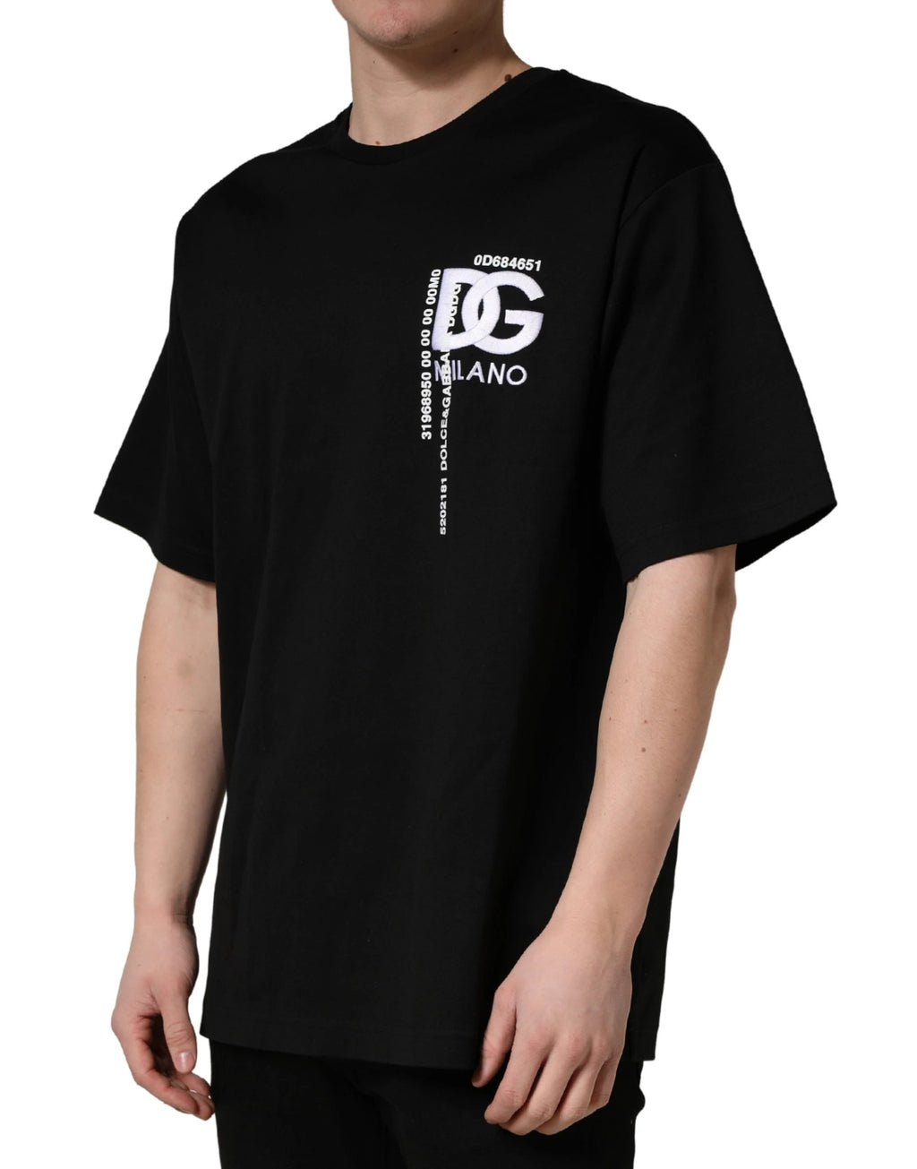 T-shirt Dolce & Gabbana noir à col rond pour homme avec logo brodé