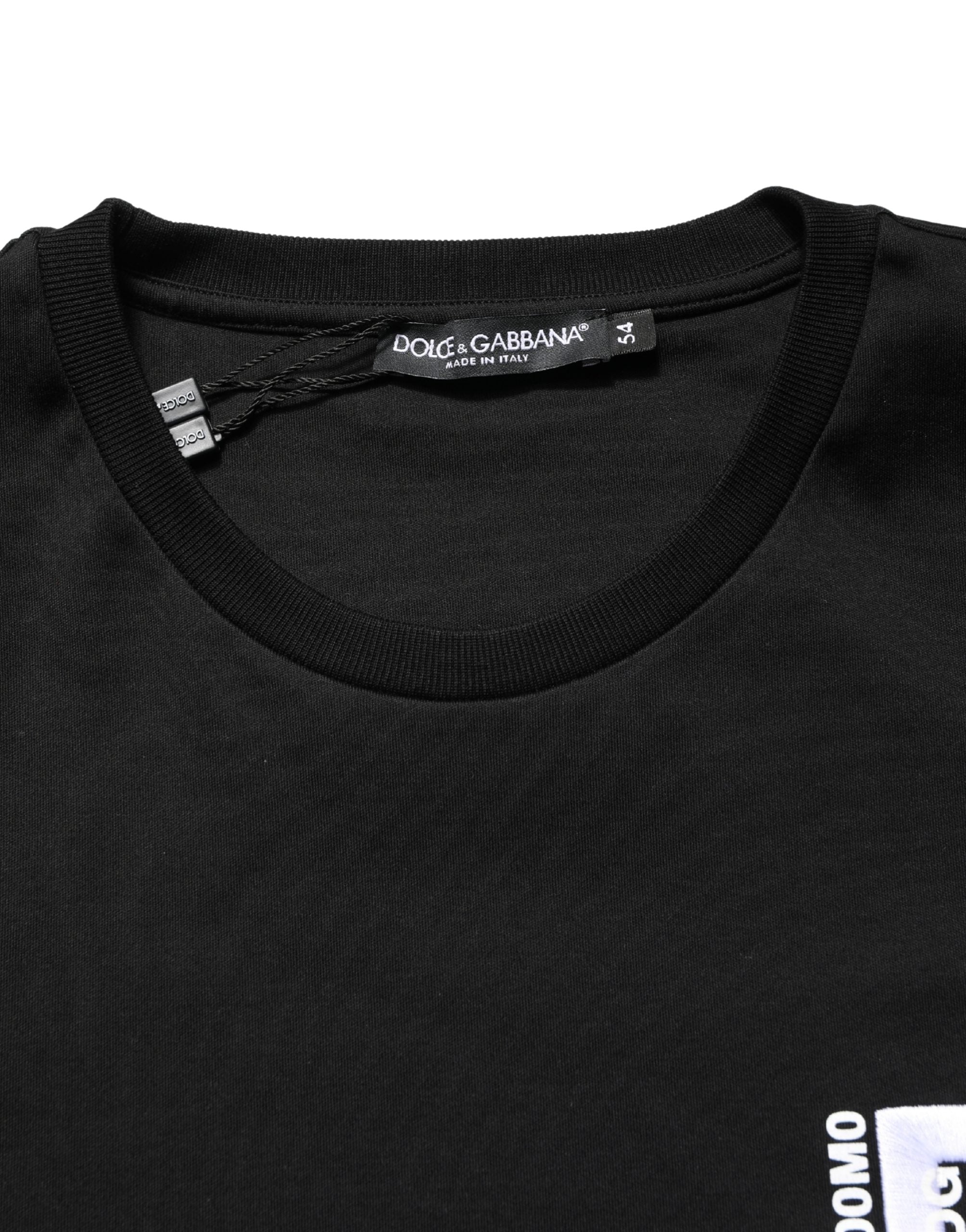 T-shirt Dolce & Gabbana noir à col rond pour homme avec logo brodé