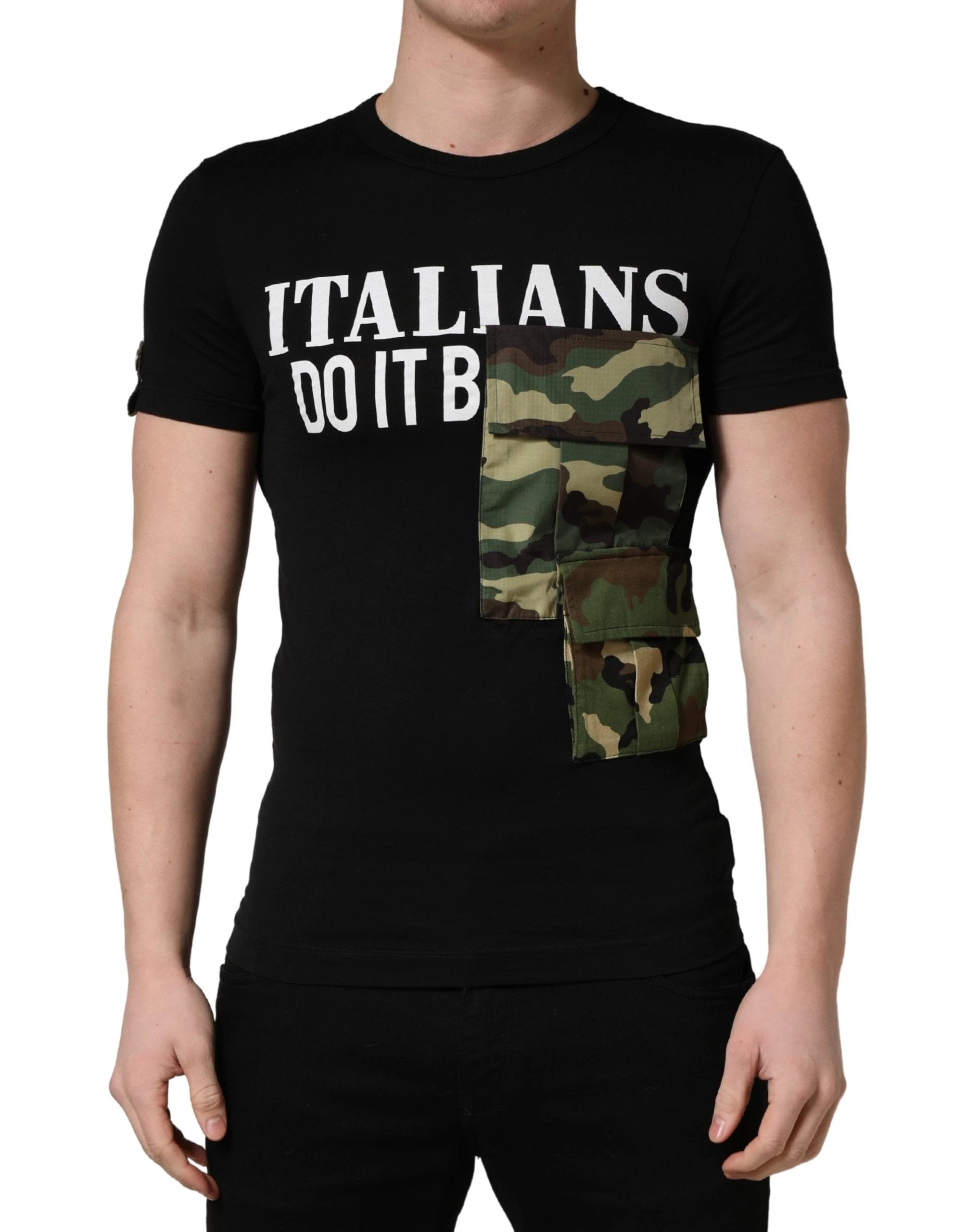 T-shirt homme Dolce & Gabbana Black Italians Do It Better à poche camouflage