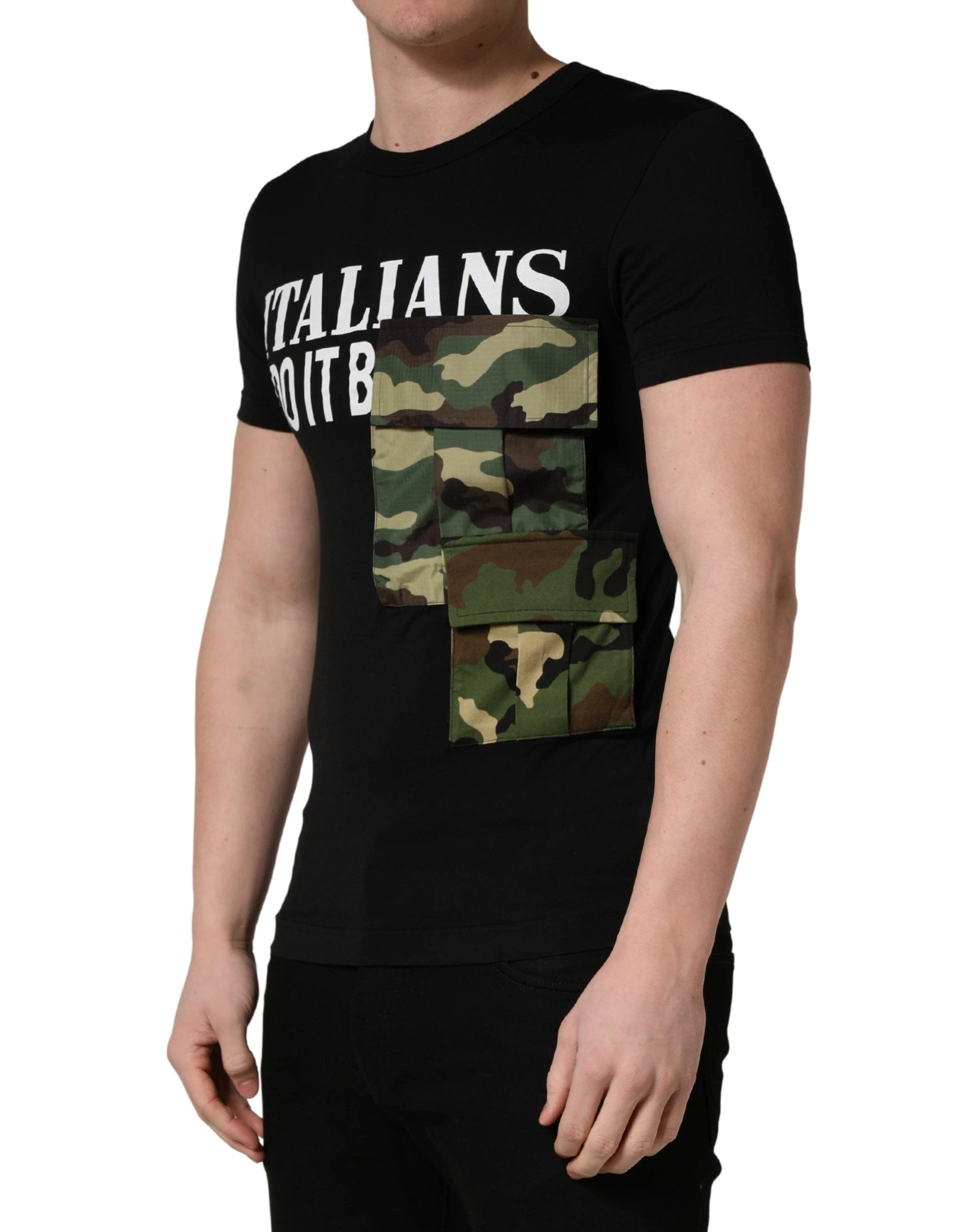 T-shirt homme Dolce & Gabbana Black Italians Do It Better à poche camouflage