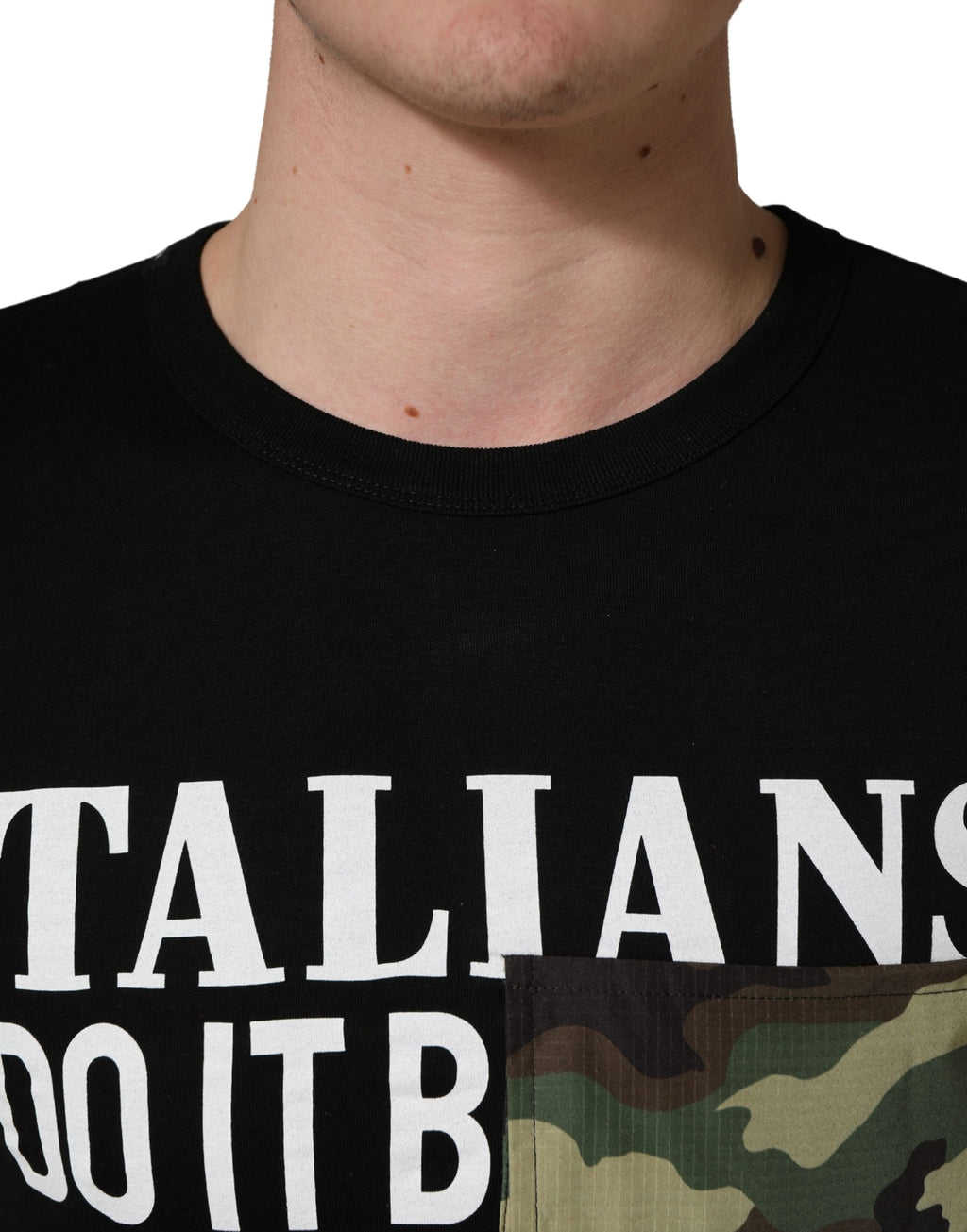 T-shirt homme Dolce & Gabbana Black Italians Do It Better à poche camouflage