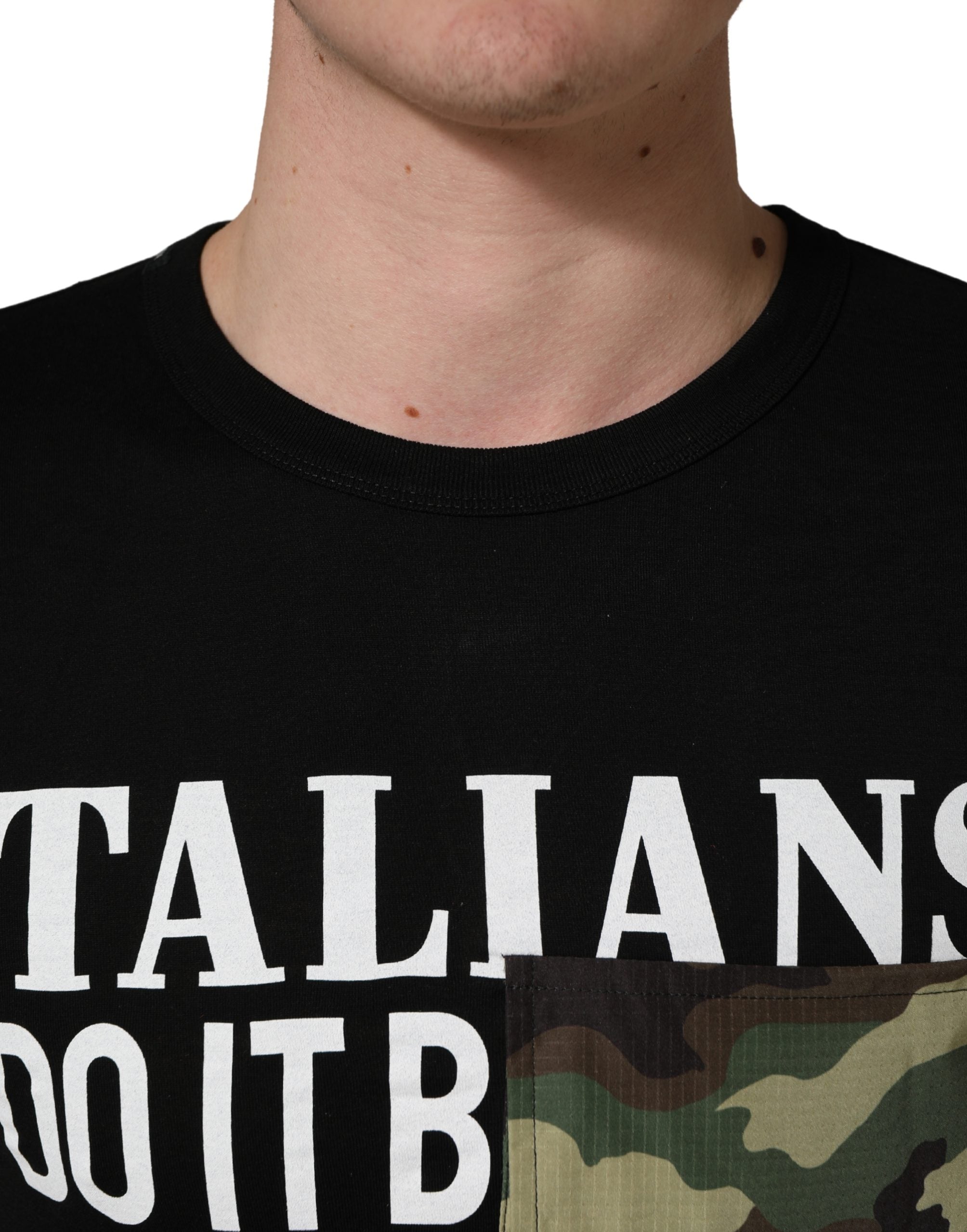 T-shirt homme Dolce & Gabbana Black Italians Do It Better à poche camouflage