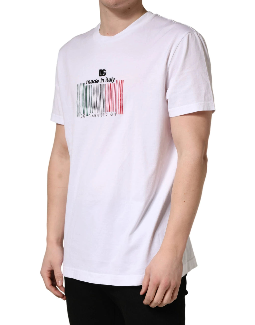 T-shirt homme Dolce & Gabbana blanc en coton à col rond et code-barres