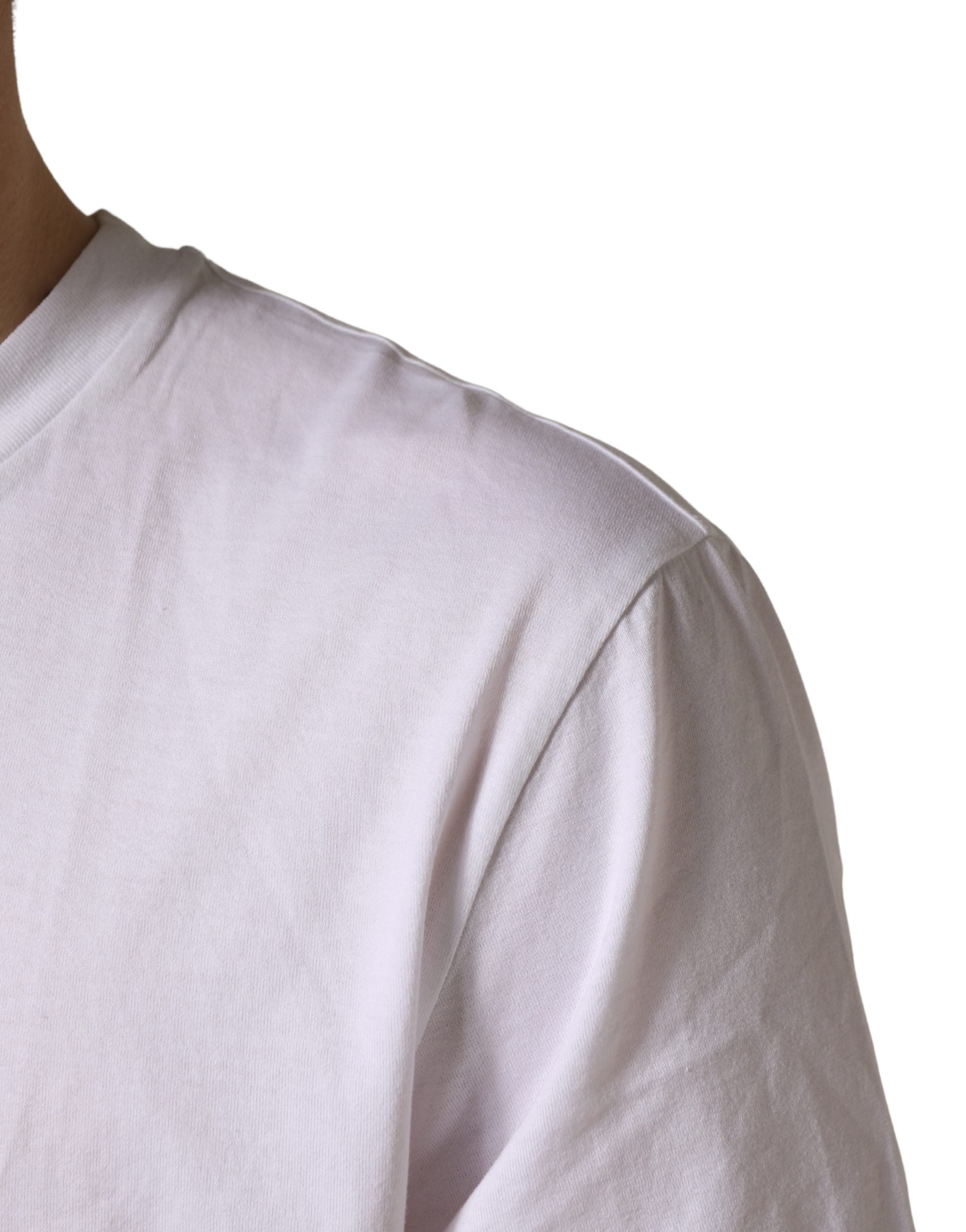 T-shirt homme Dolce & Gabbana blanc en coton à col rond et code-barres