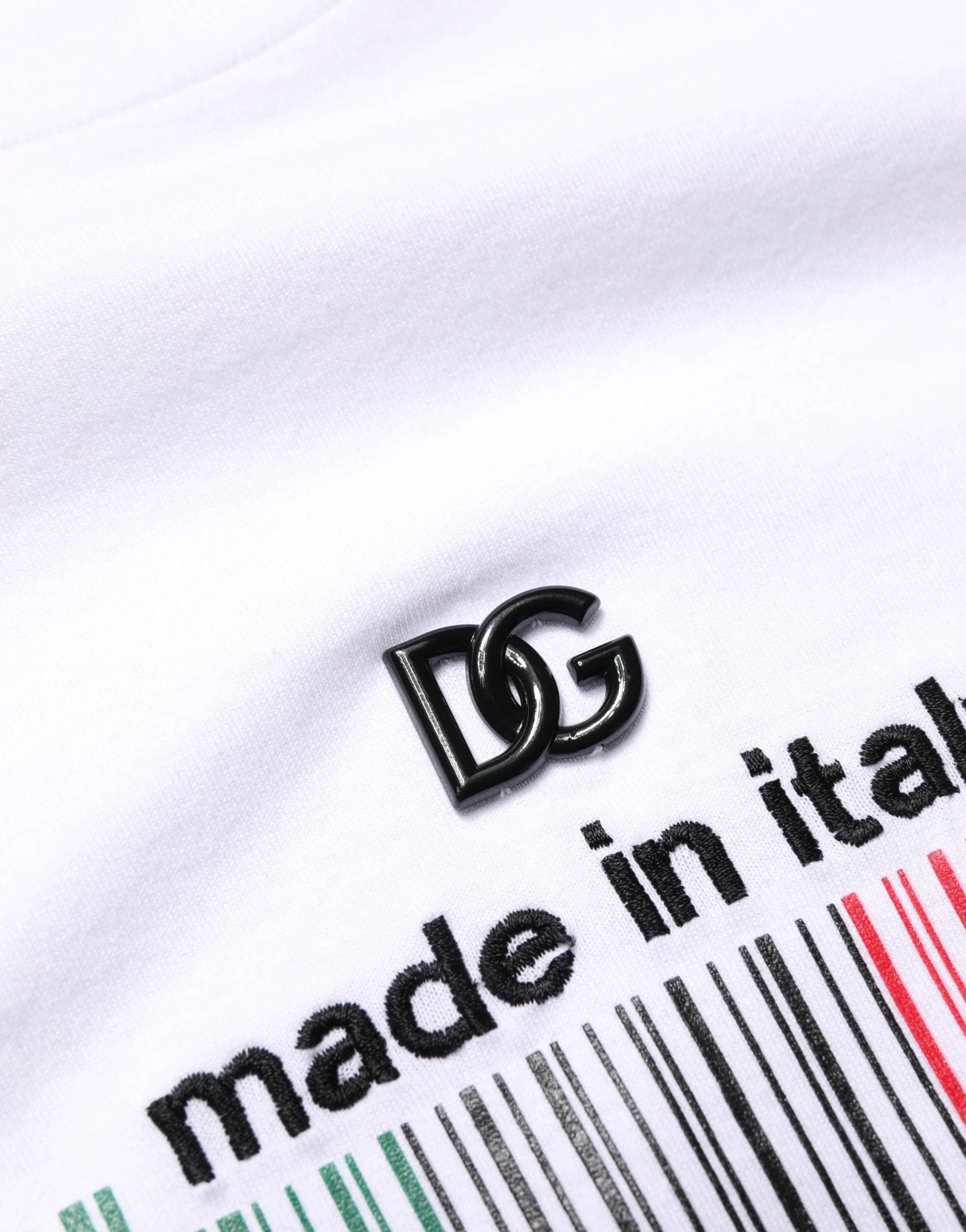 T-shirt homme Dolce & Gabbana blanc en coton à col rond et code-barres