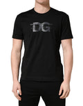 T-shirt à col rond en coton imprimé DG avec logo noir +39 MASQ