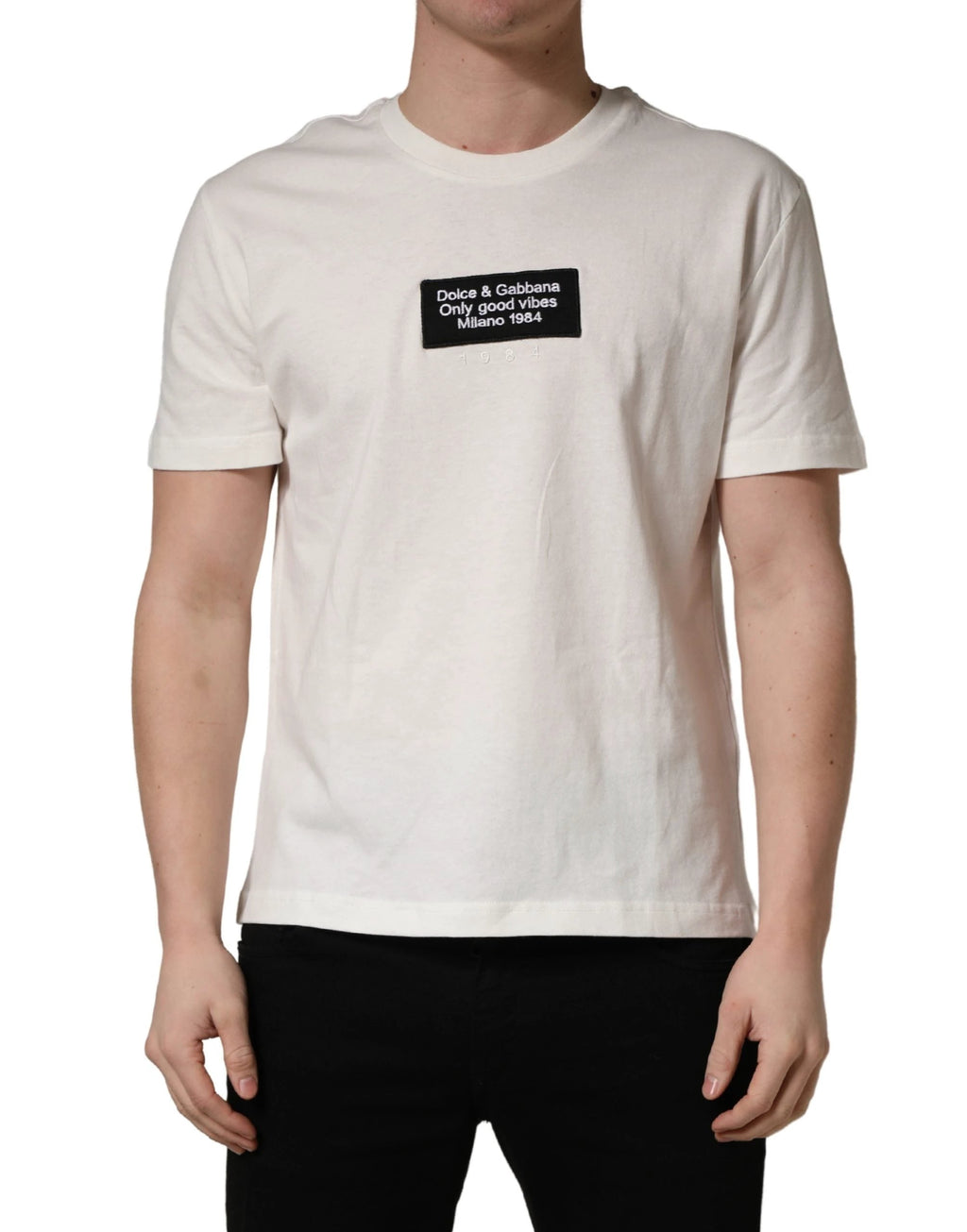 T-shirt Dolce & Gabbana blanc à col rond en coton pour homme