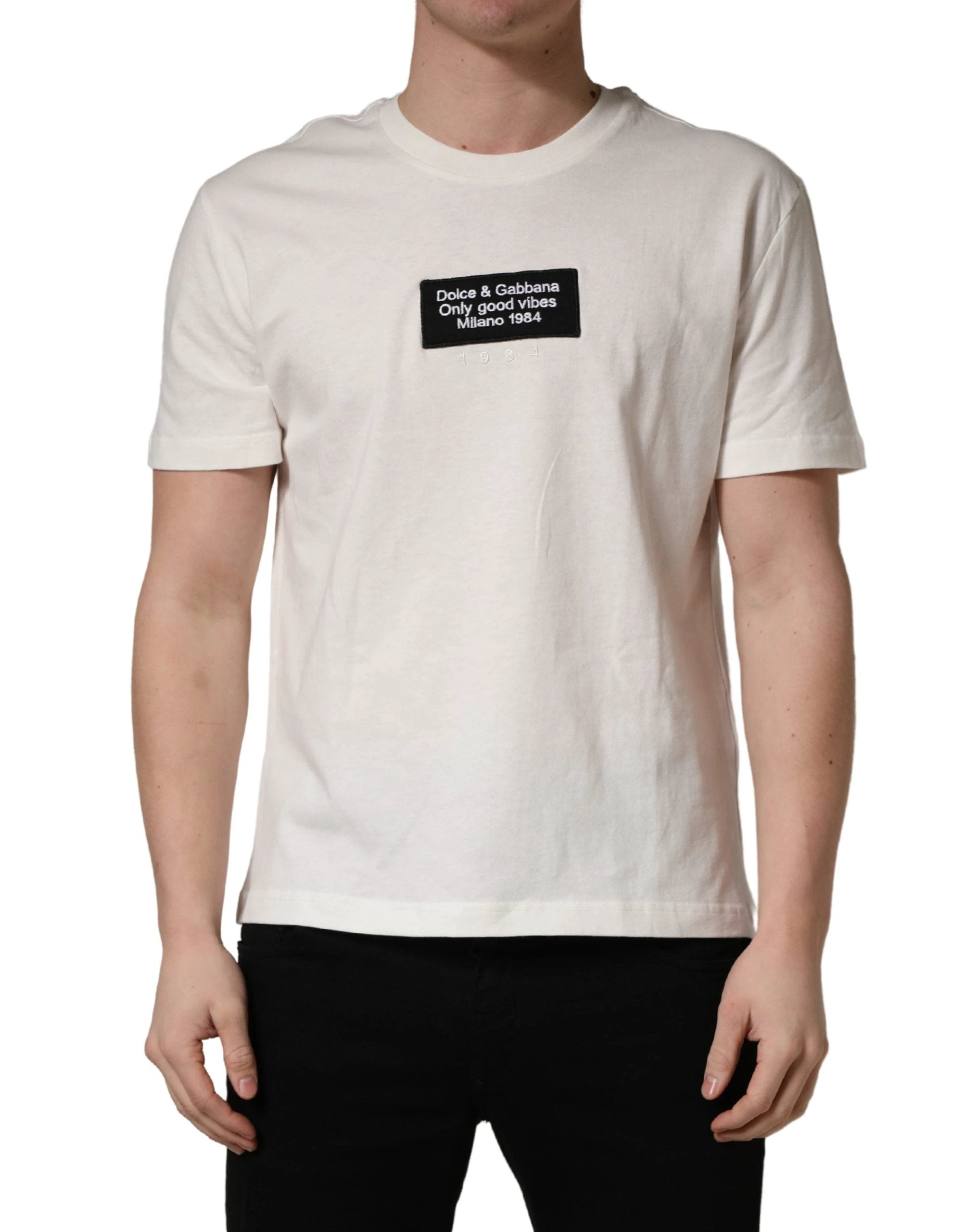 T-shirt Dolce & Gabbana blanc à col rond en coton pour homme
