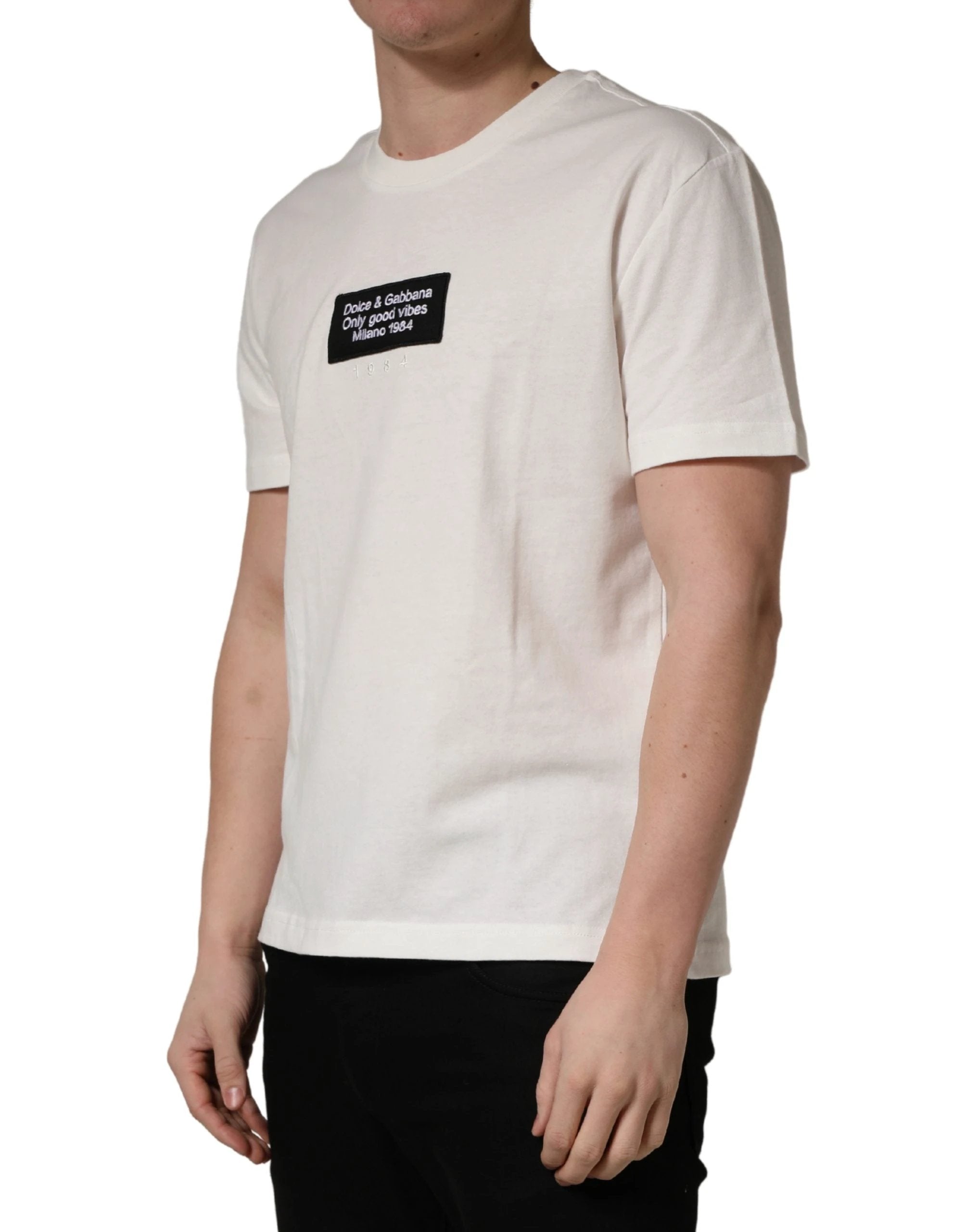 T-shirt Dolce & Gabbana blanc à col rond en coton pour homme