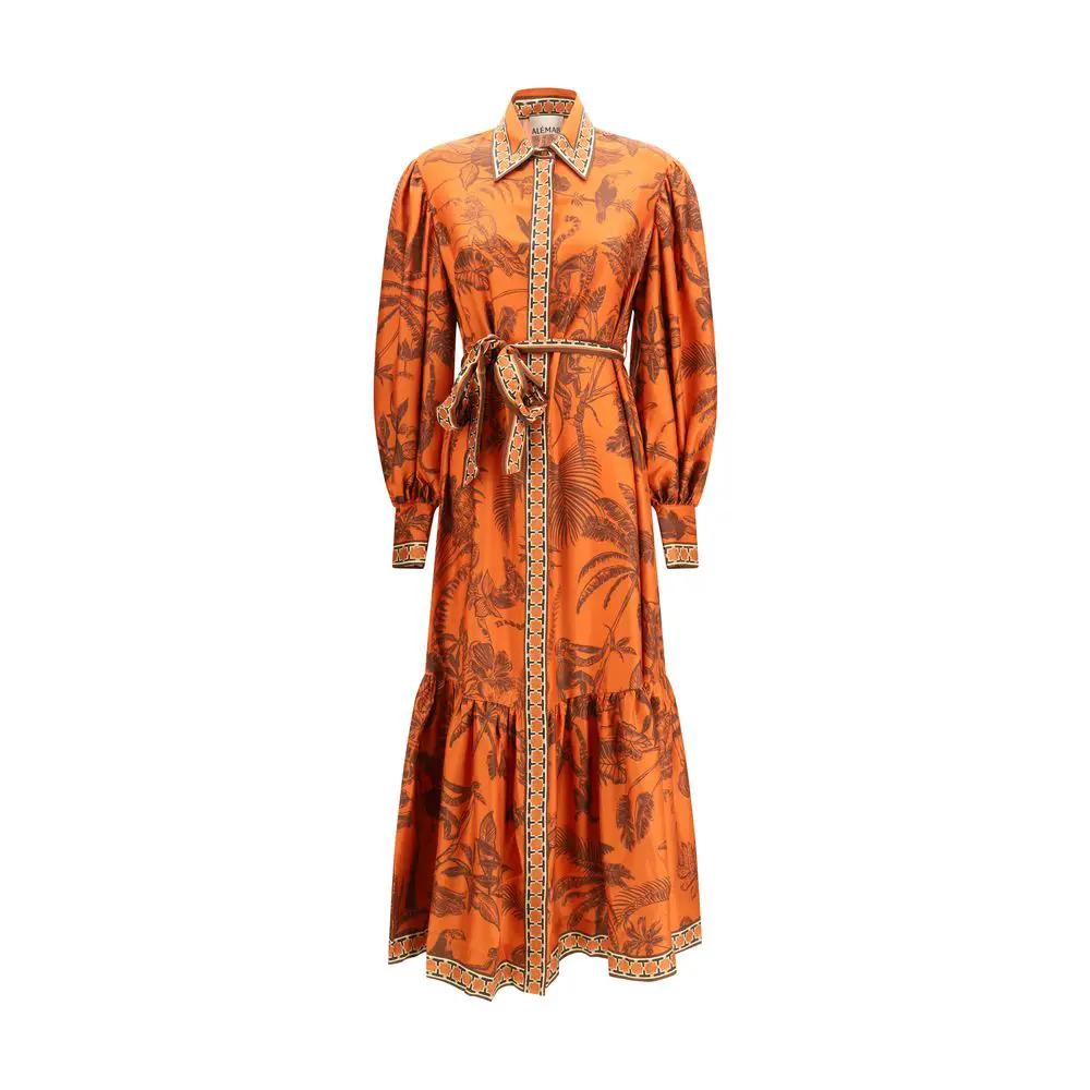 Robe décontractée en soie orange Alemais