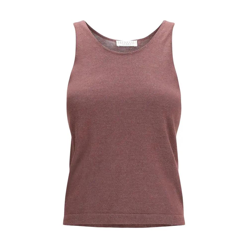Brunello Cucinelli T-shirt en cachemire bordeaux