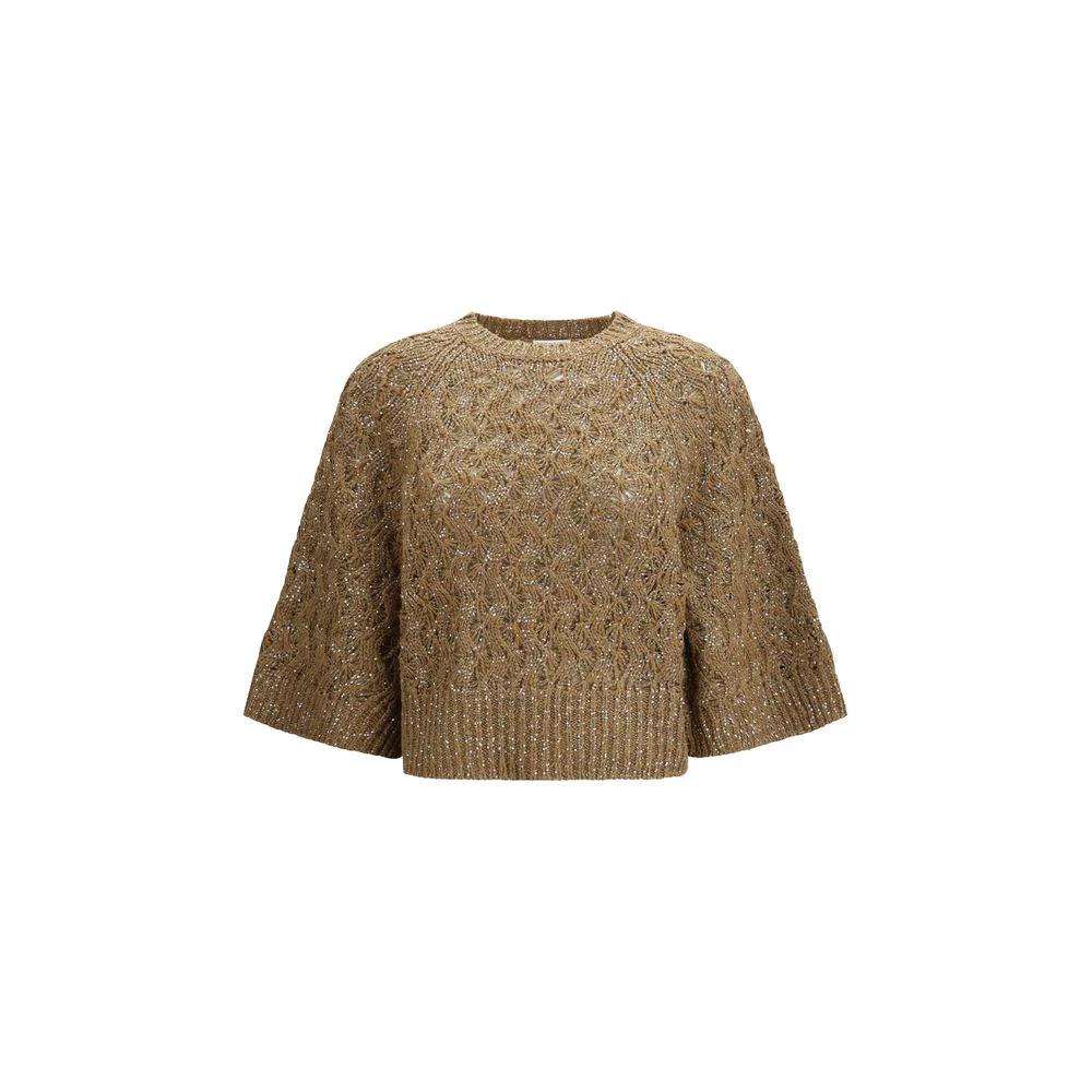 Brunello Cucinelli Sweat-shirt en soie beige