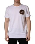 T-shirt Dolce & Gabbana blanc à col rond et broderie feuille DG