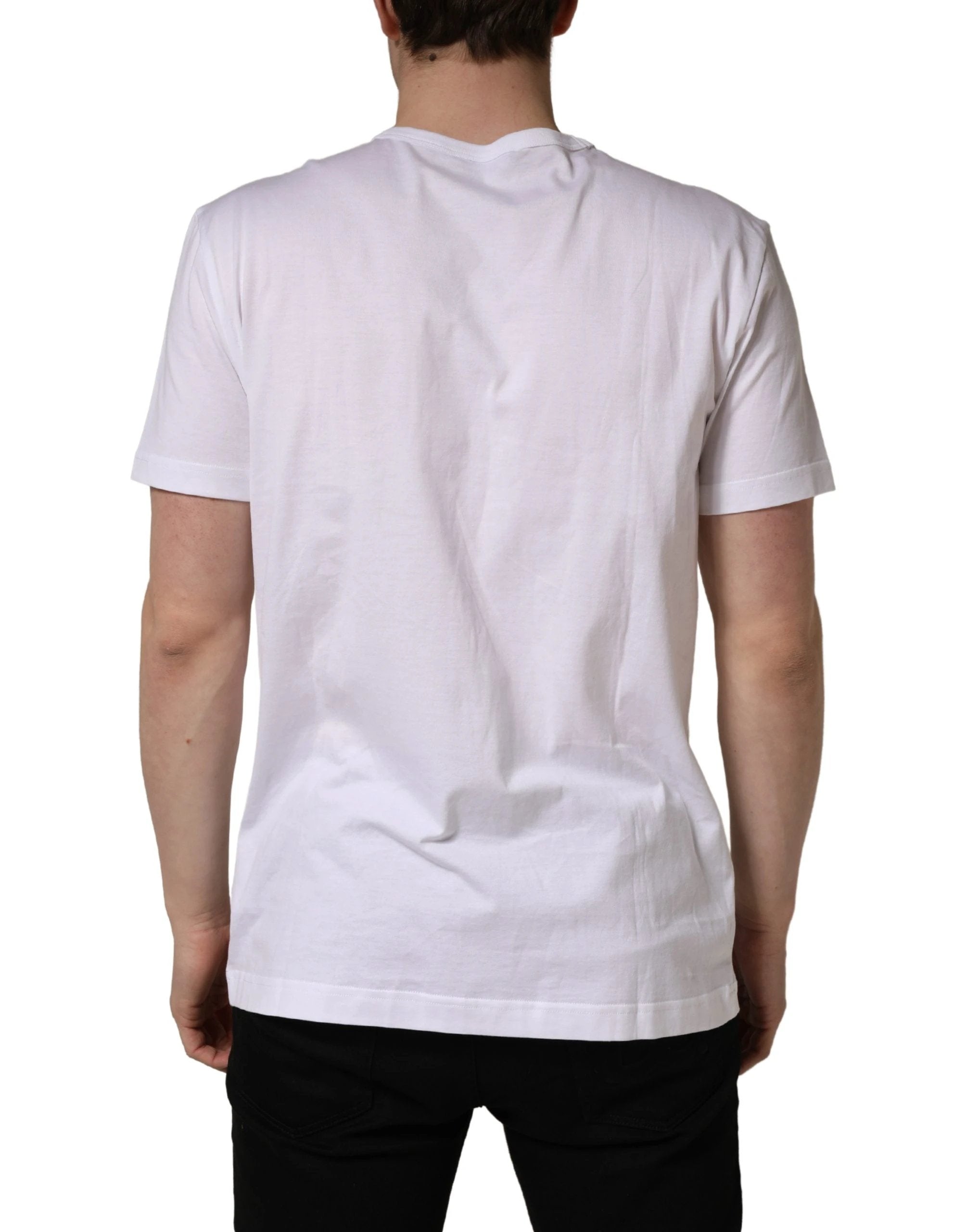 T-shirt Dolce & Gabbana blanc à col rond et broderie feuille DG