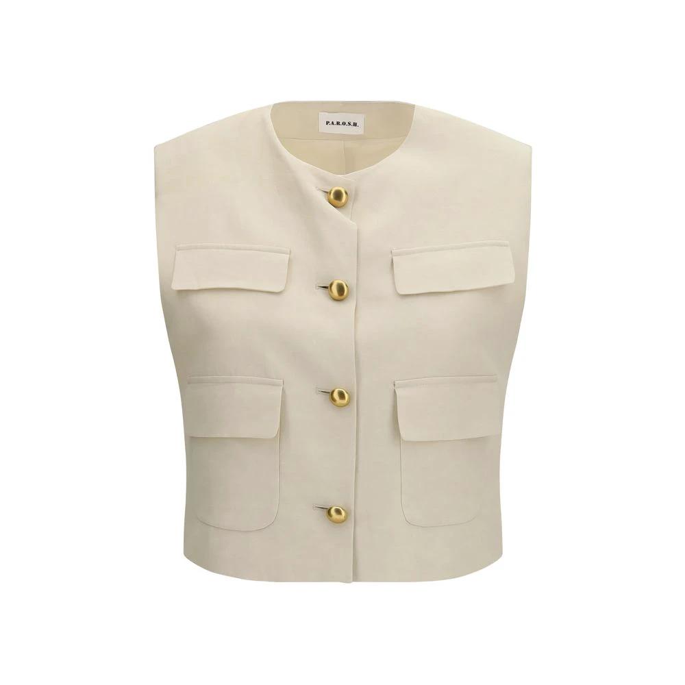 P.A.R.O.S.H. Beige Wool Sleveless Jacket