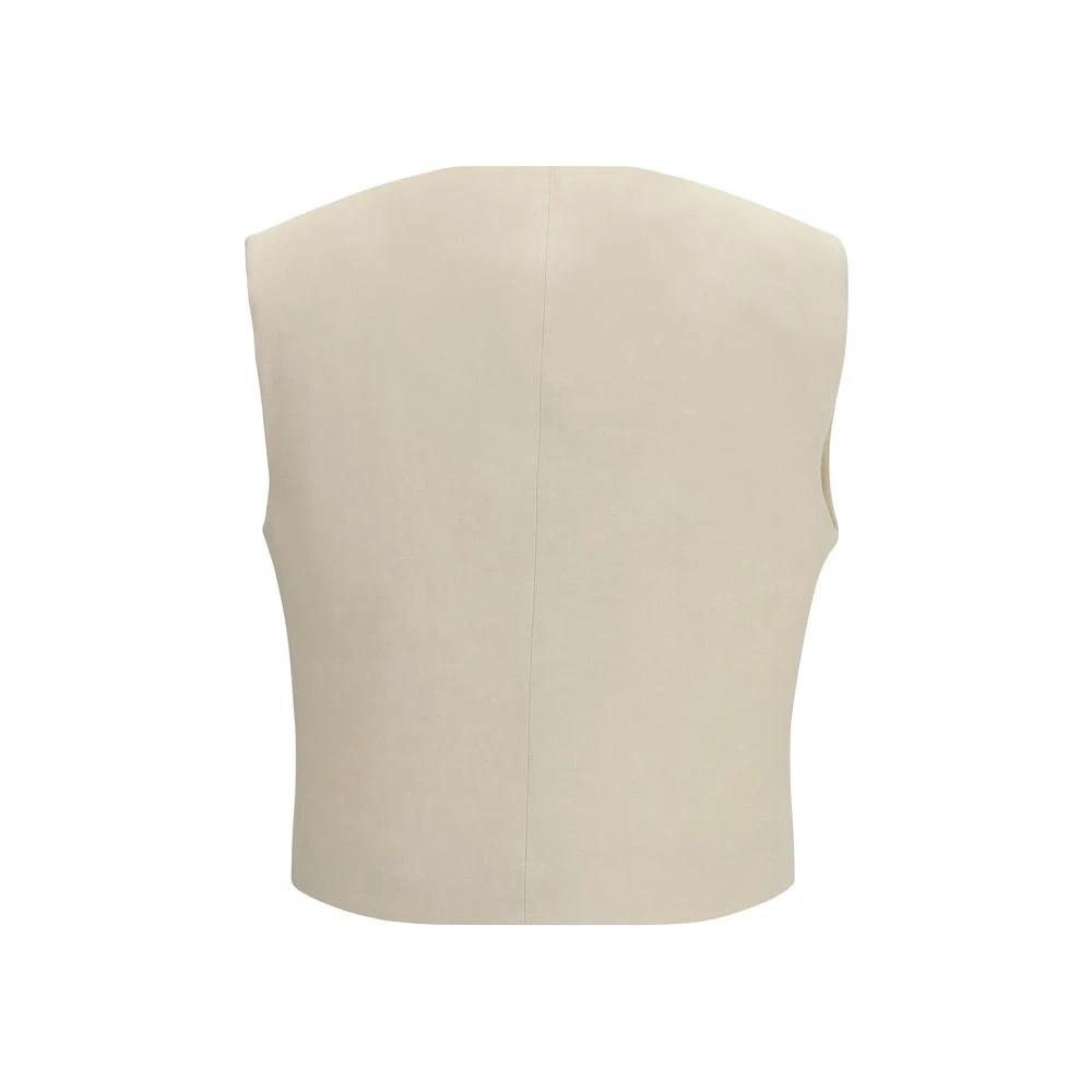 P.A.R.O.S.H. Beige Wool Sleveless Jacket