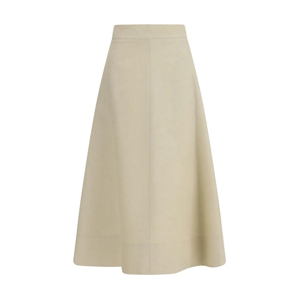Jupe midi PAROSH en lin beige