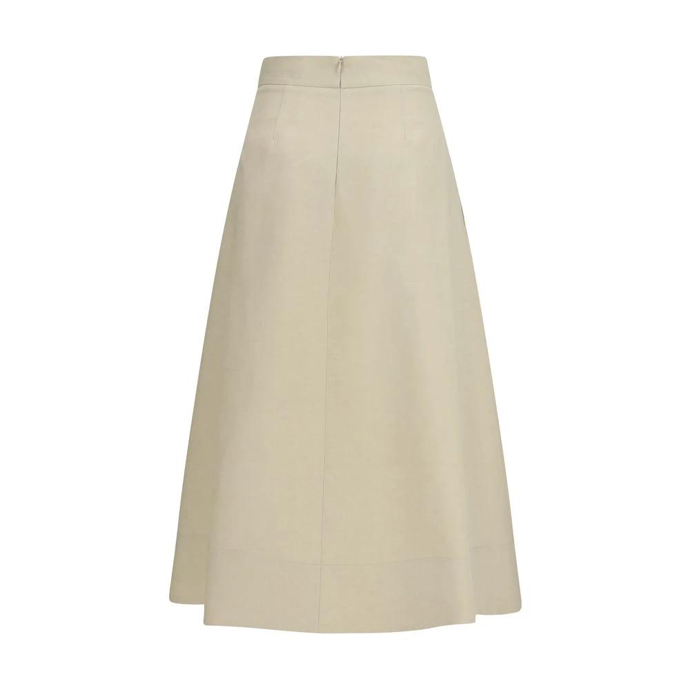 Jupe midi PAROSH en lin beige