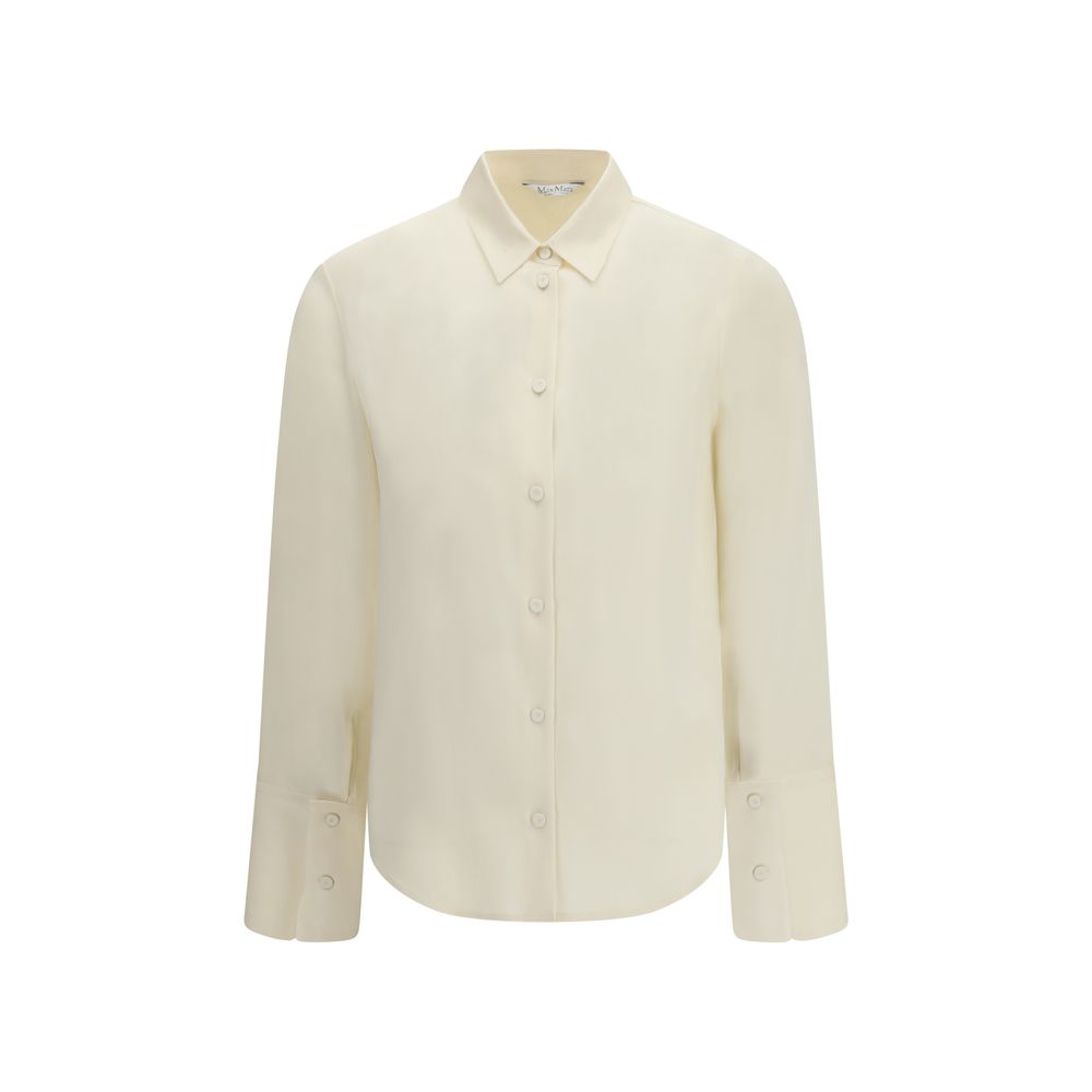 Max Mara Pure Beige Silk Dress Shirt