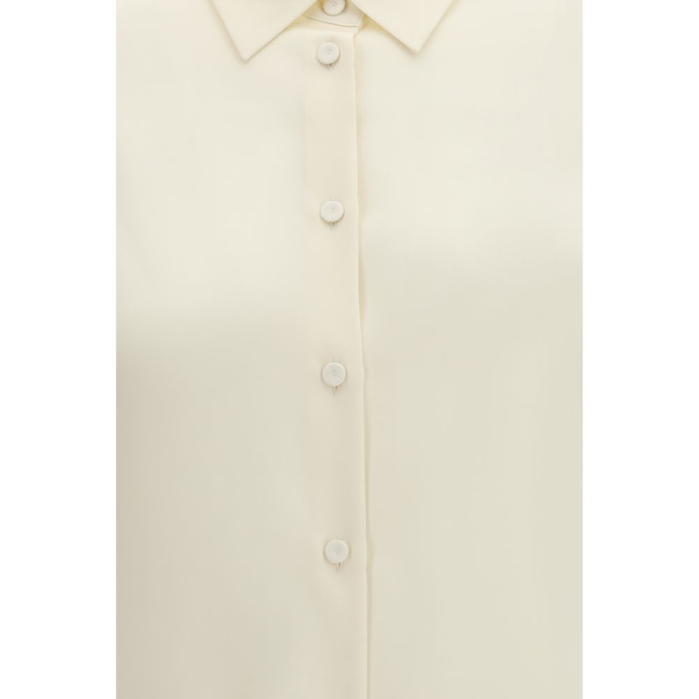 Max Mara Pure Beige Silk Dress Shirt