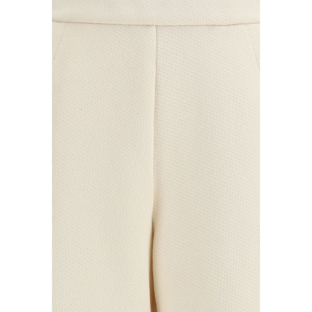 Max Mara Pure Beige Cotton Casual Pants