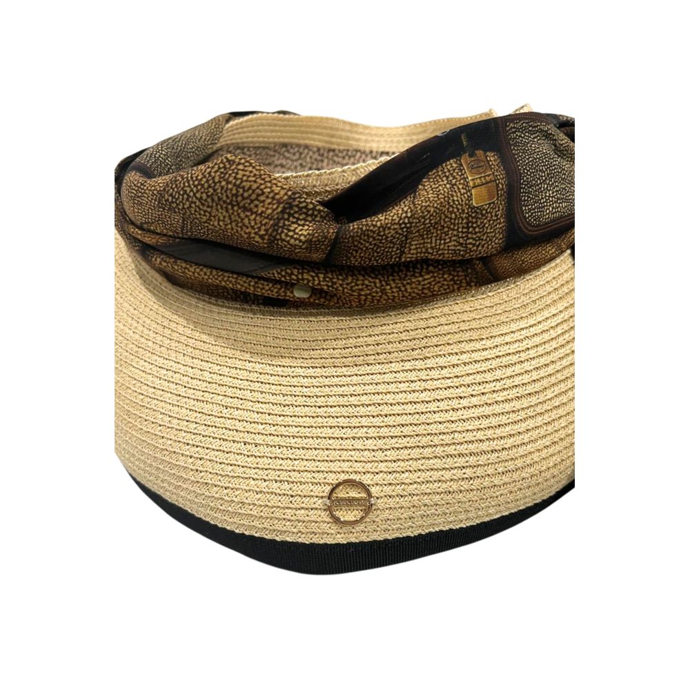 Chapeau femme en papier beige bourbonien avec foulard