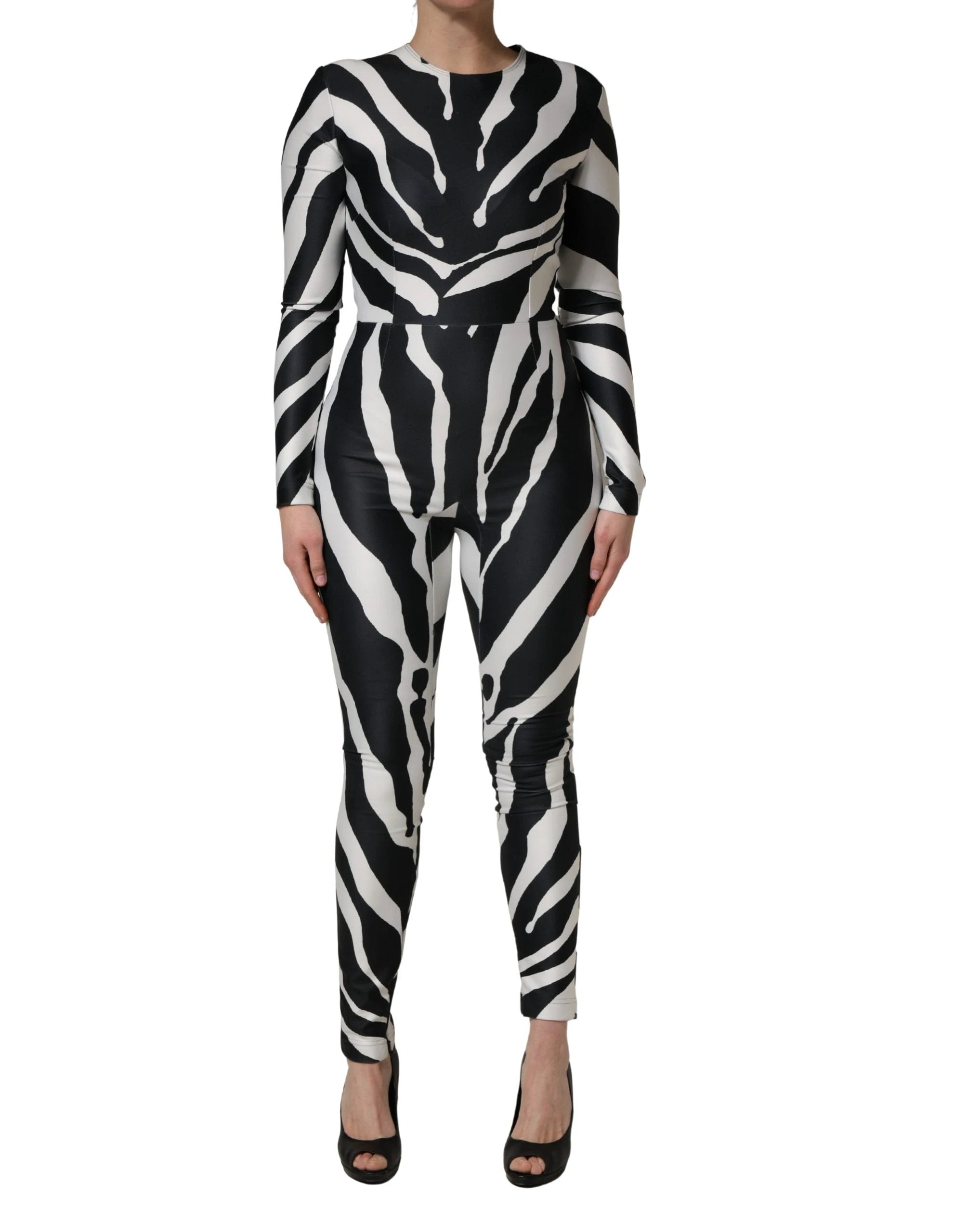 Combinaison Dolce & Gabbana noire et blanche en polyester à motif zèbre