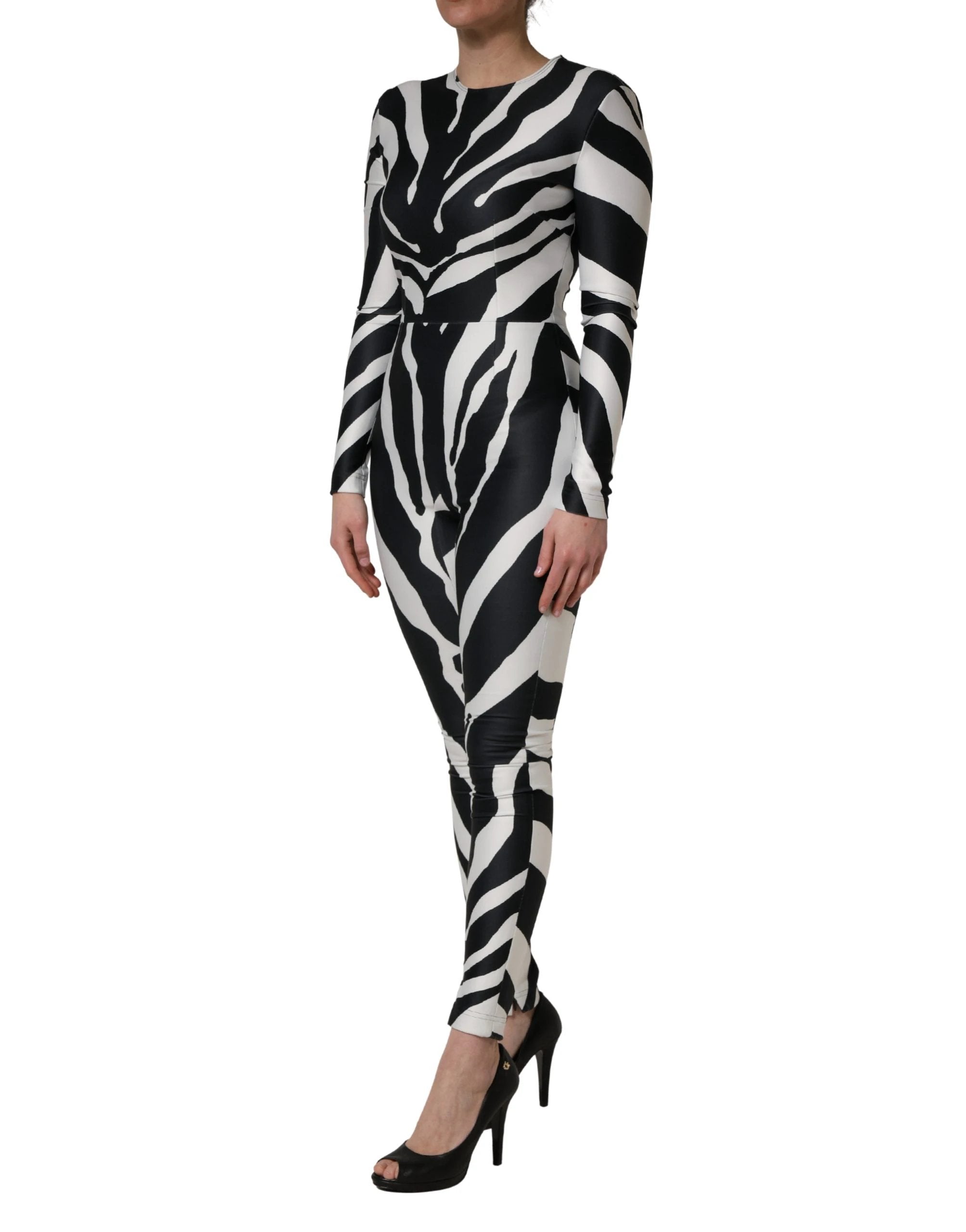 Combinaison Dolce & Gabbana noire et blanche en polyester à motif zèbre