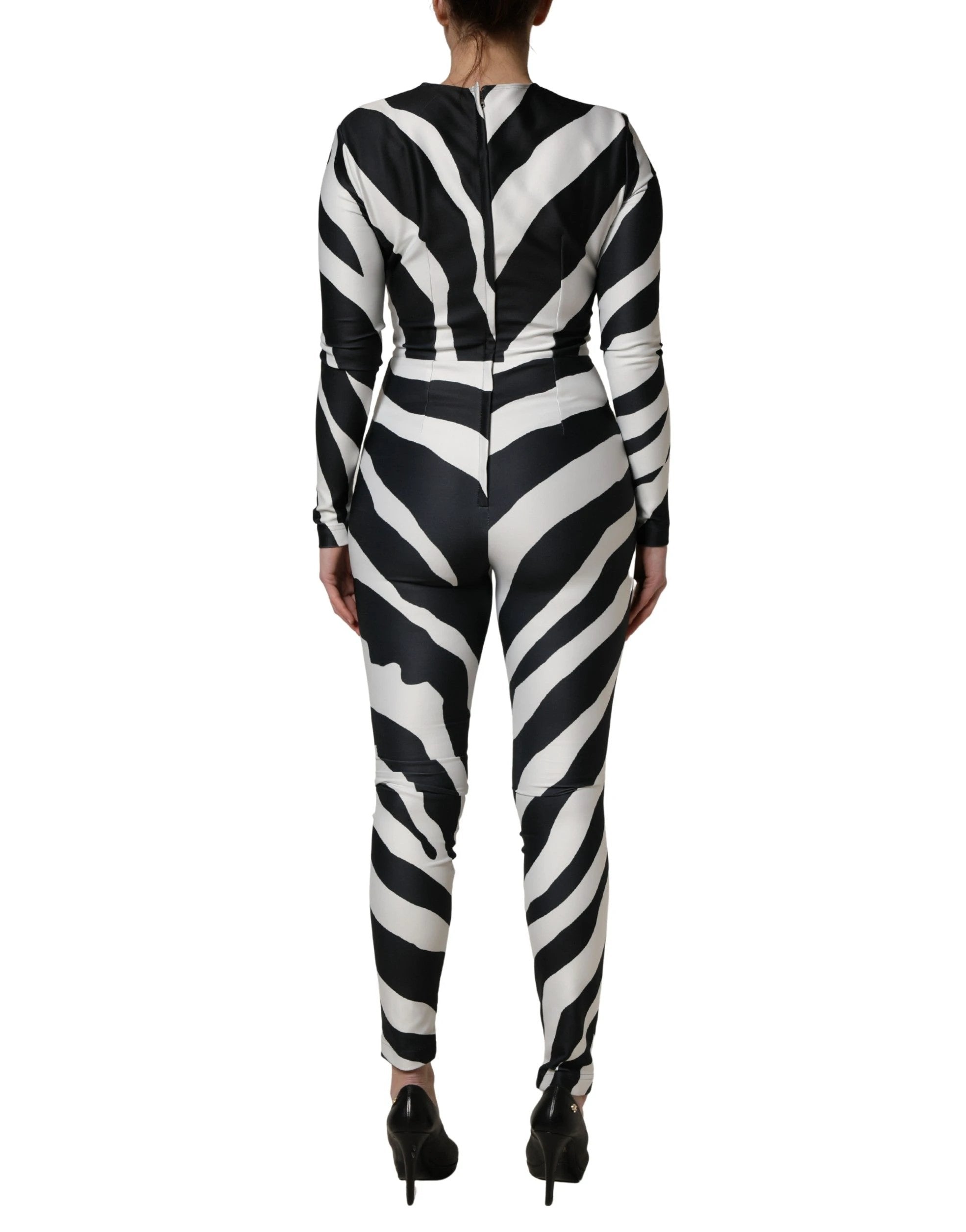 Combinaison Dolce & Gabbana noire et blanche en polyester à motif zèbre