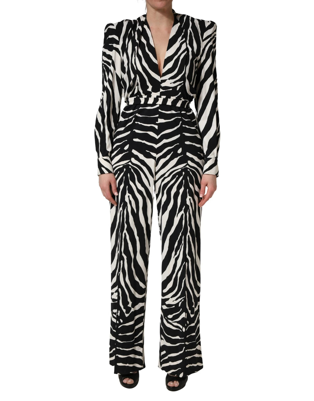 Combinaison Dolce & Gabbana noire et blanche en viscose à motif zèbre