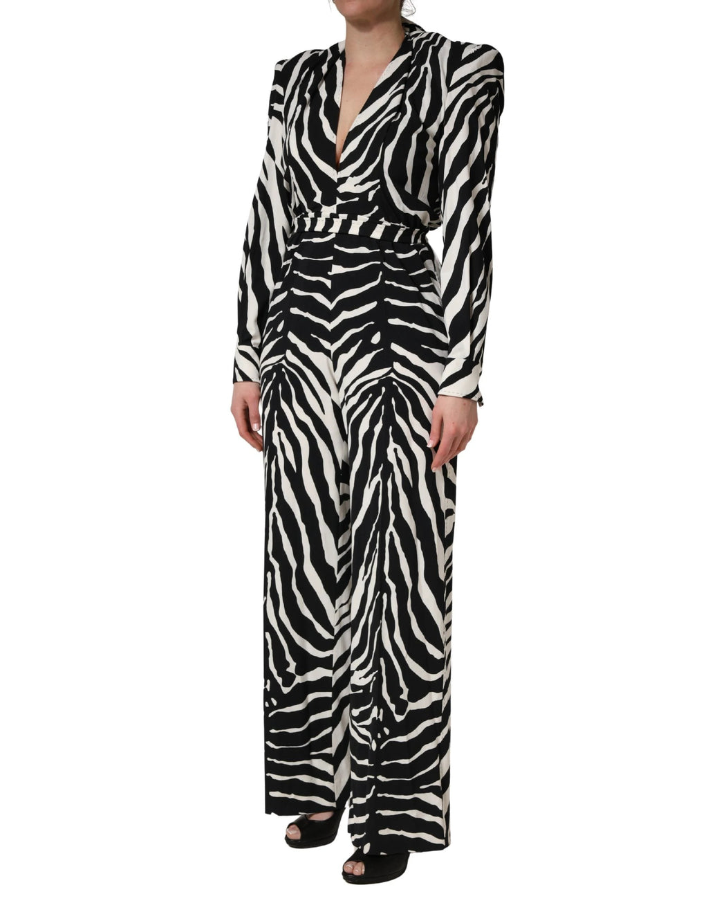 Combinaison Dolce & Gabbana noire et blanche en viscose à motif zèbre