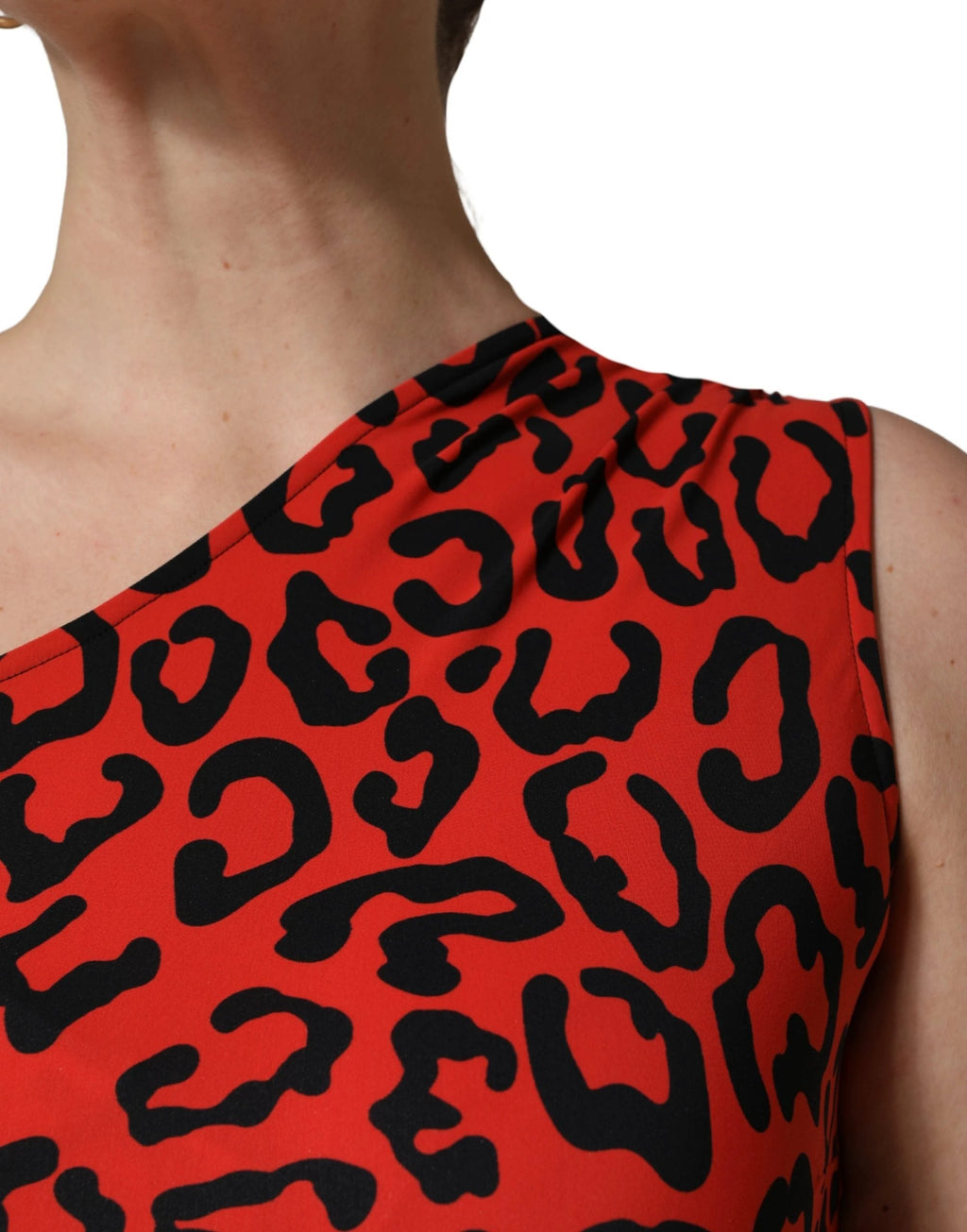 Dolce & Gabbana Black Red Nylon Leopard Pattern Jumpsuit