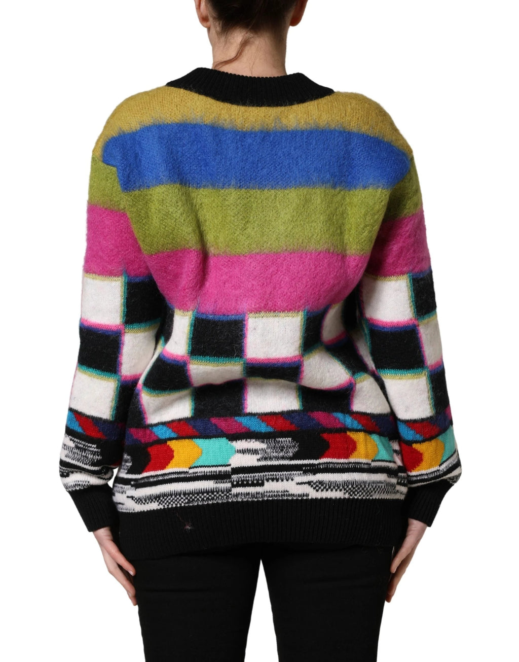 Pull à col en V rayé multicolore Dolce & Gabbana