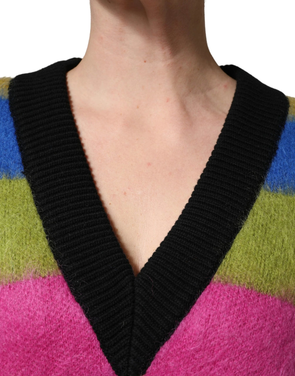 Pull à col en V rayé multicolore Dolce & Gabbana