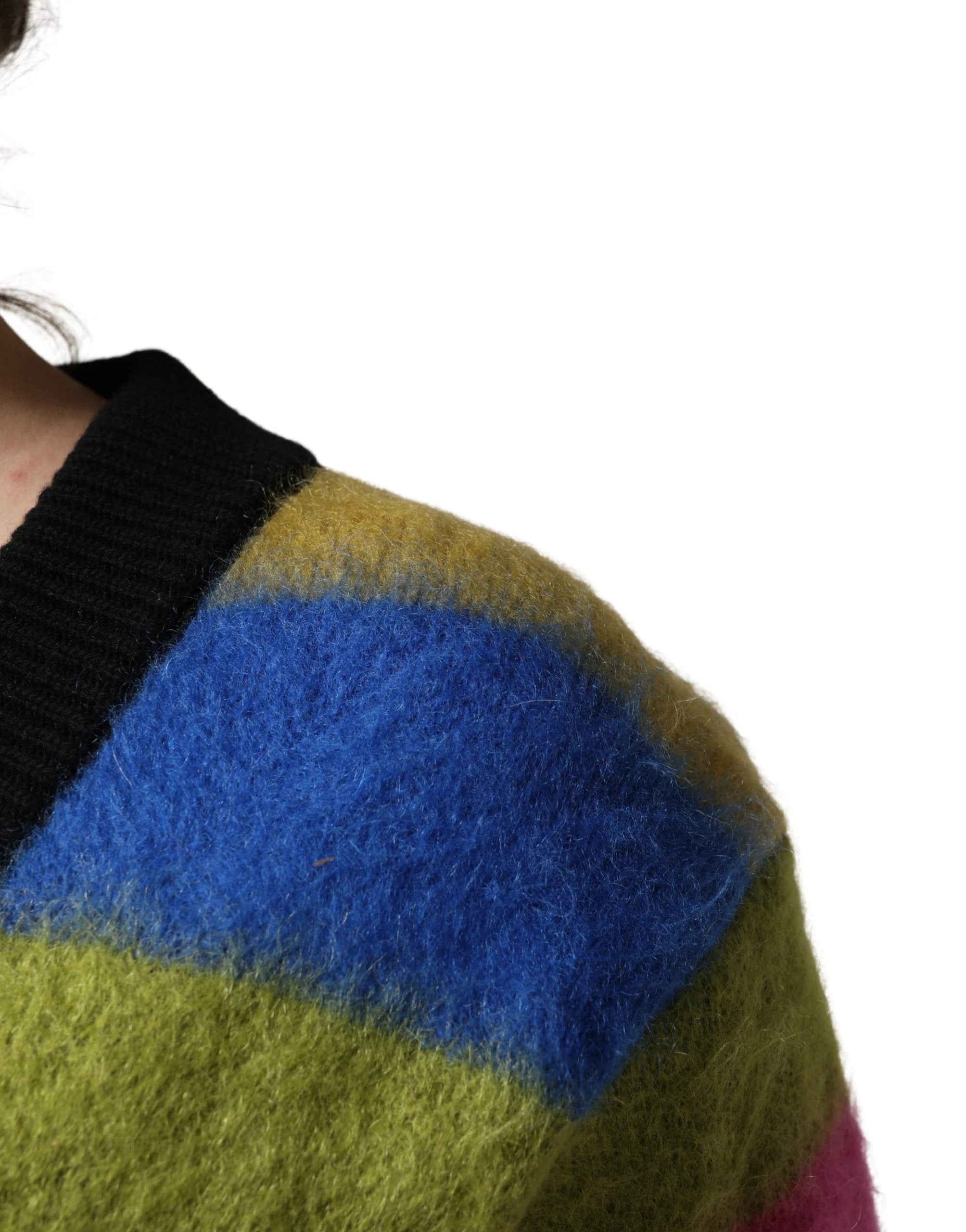 Pull à col en V rayé multicolore Dolce & Gabbana