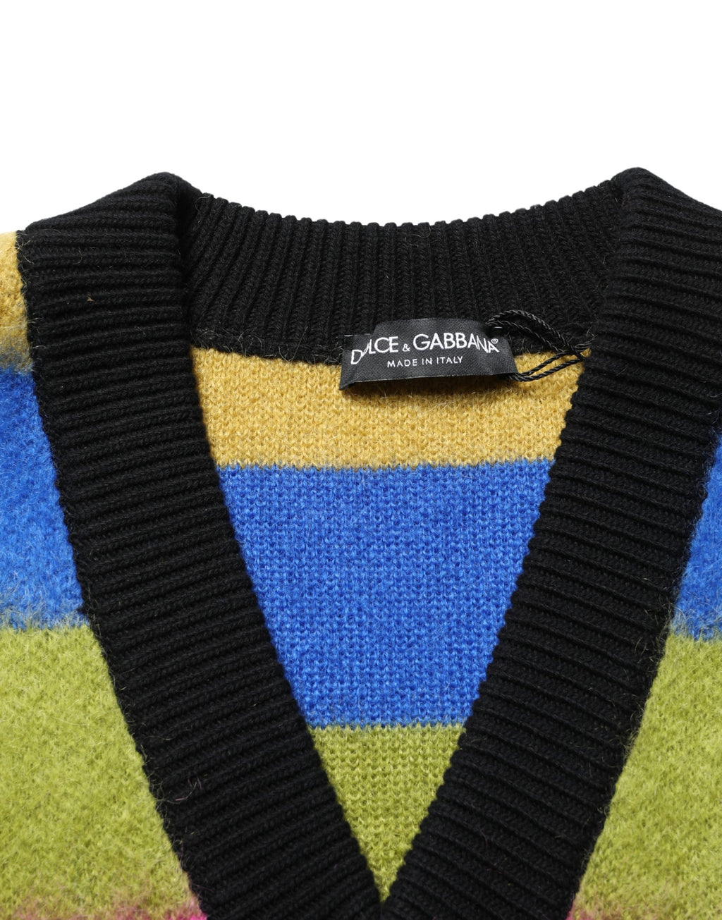 Pull à col en V rayé multicolore Dolce & Gabbana