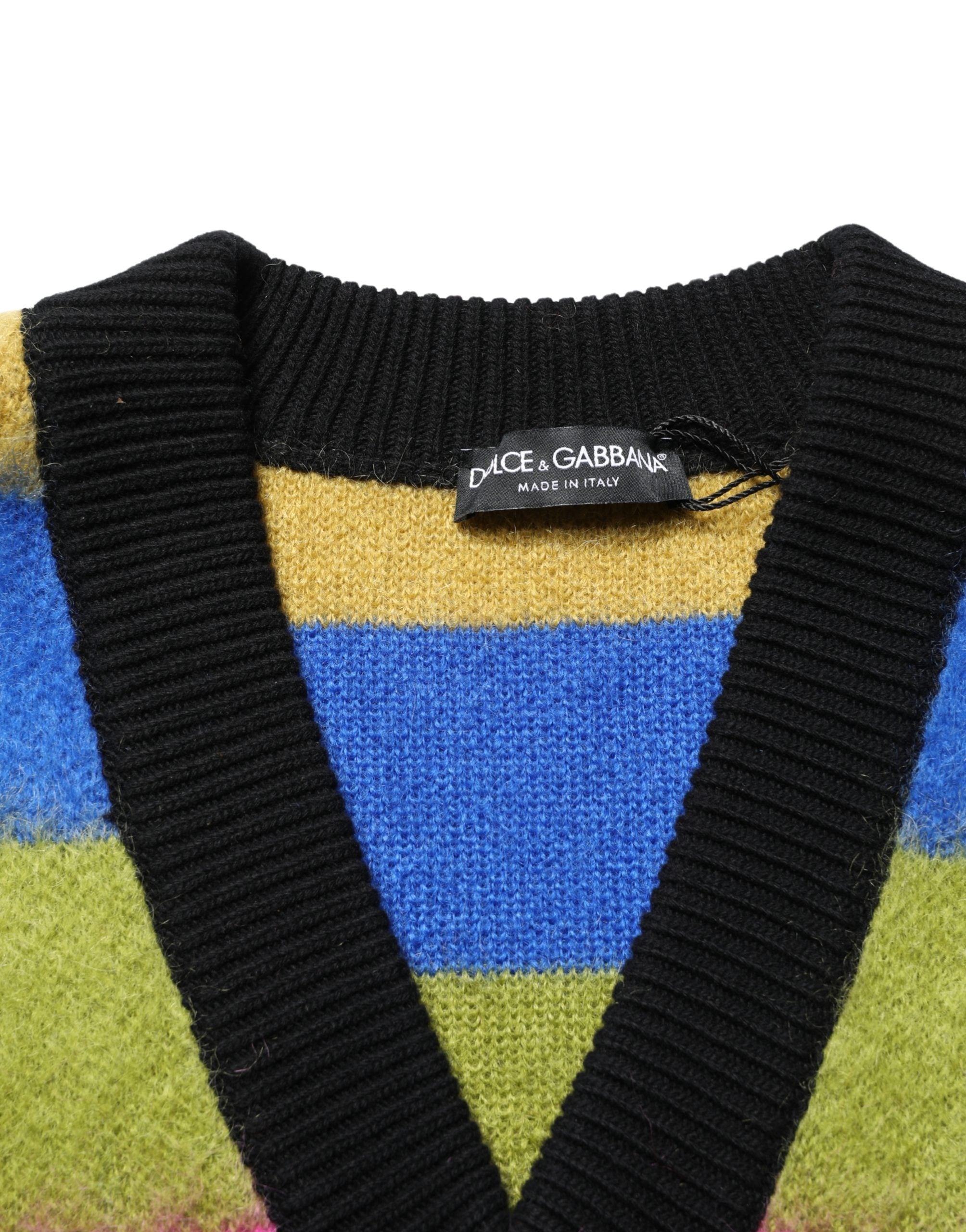 Pull à col en V rayé multicolore Dolce & Gabbana