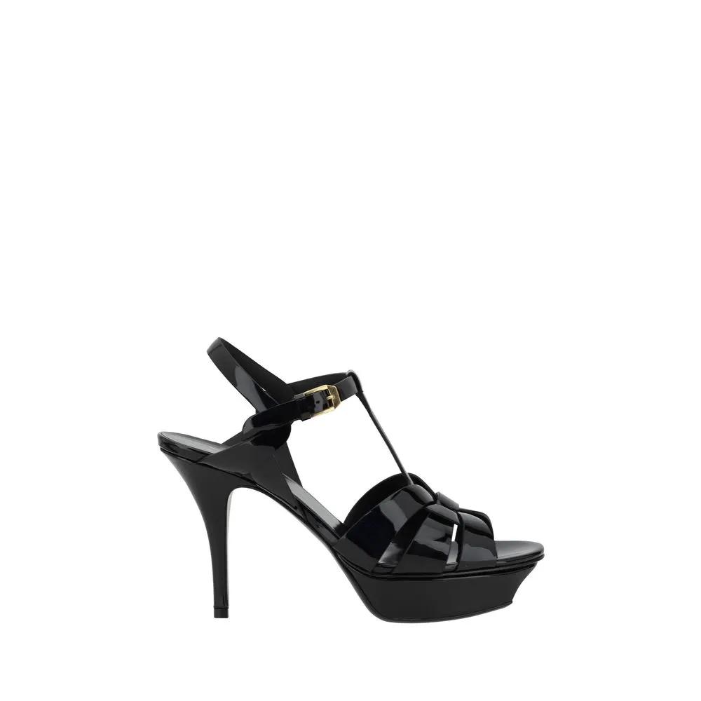 Sandales à talons aiguilles Saint Laurent Bos Taurus en cuir de veau noir