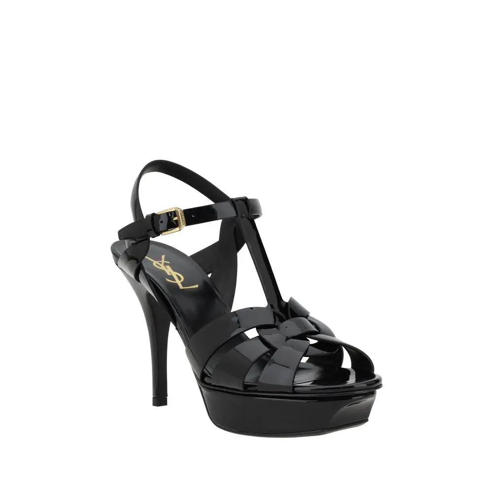 Sandales à talons aiguilles Saint Laurent Bos Taurus en cuir de veau noir