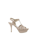 Sandales à talons aiguilles Saint Laurent Bos Taurus en cuir de veau beige